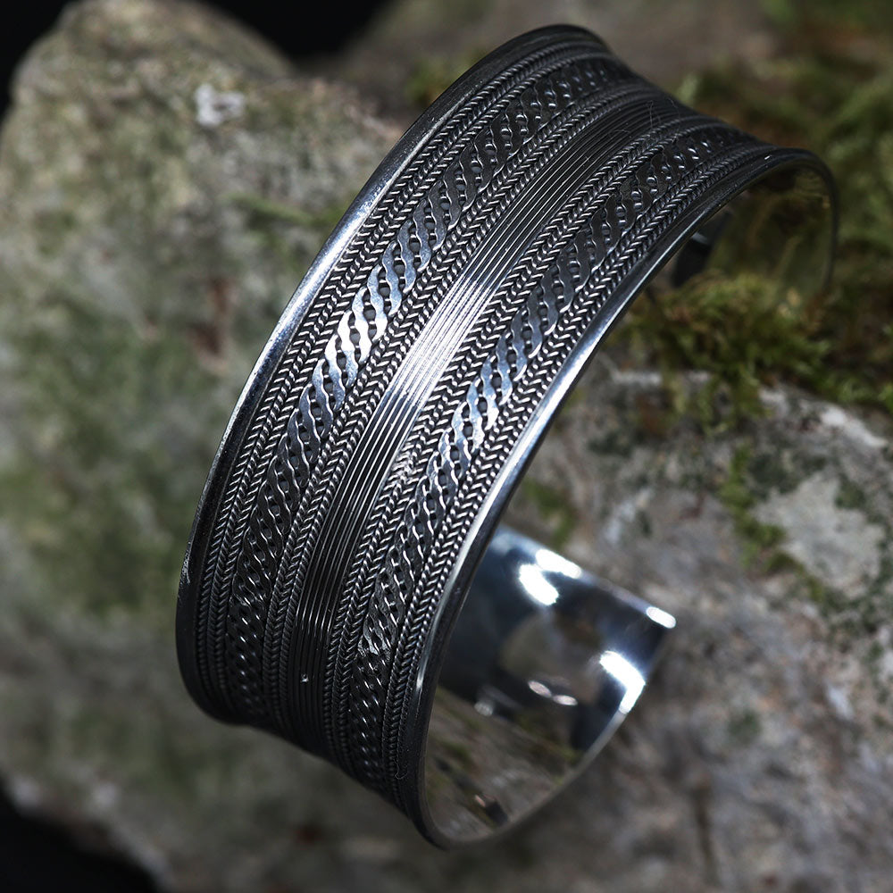 Herren Armschmuck Silber breit massives Sterlingsilber