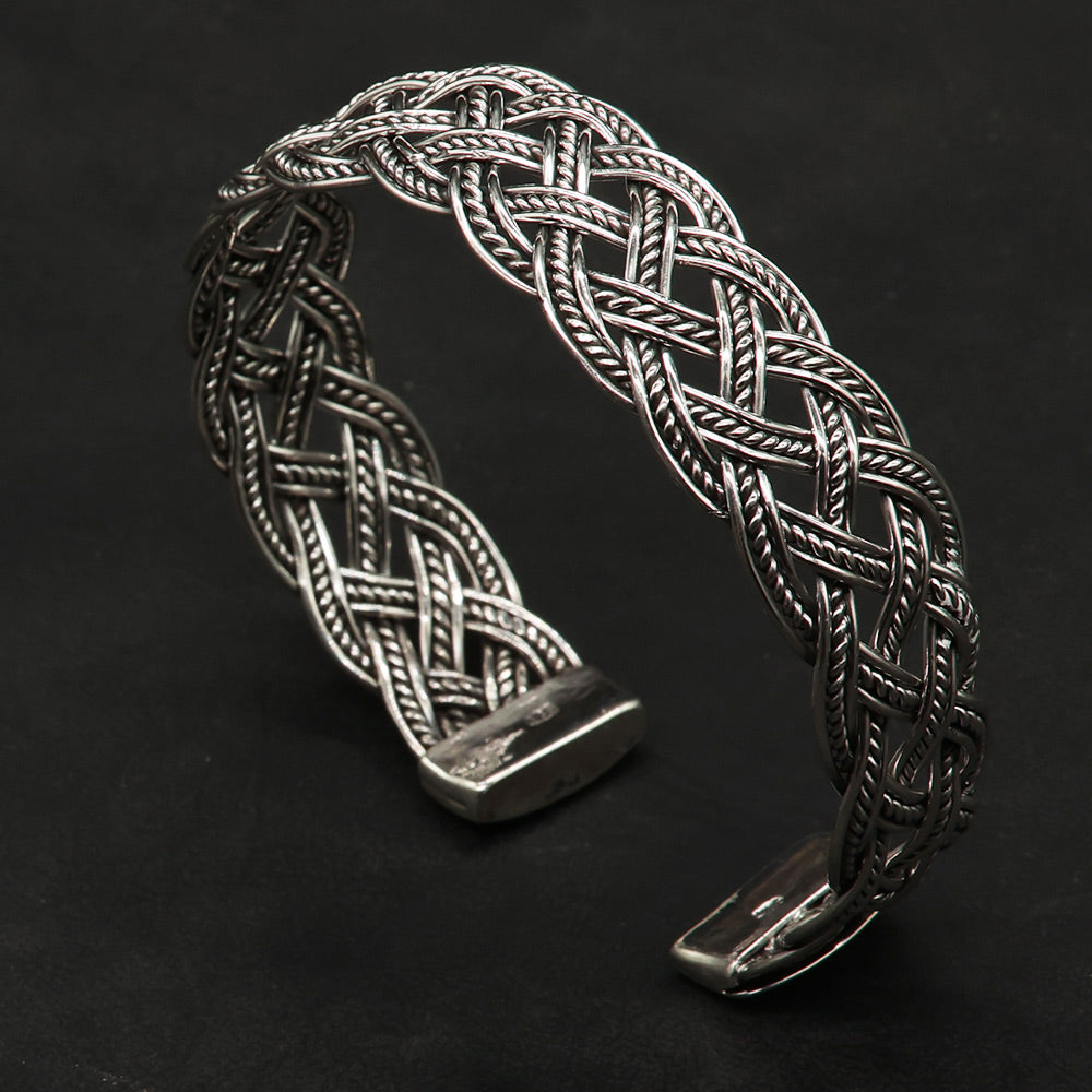 Geflochtener Armreif 925 Silber edles Design Damen Herren