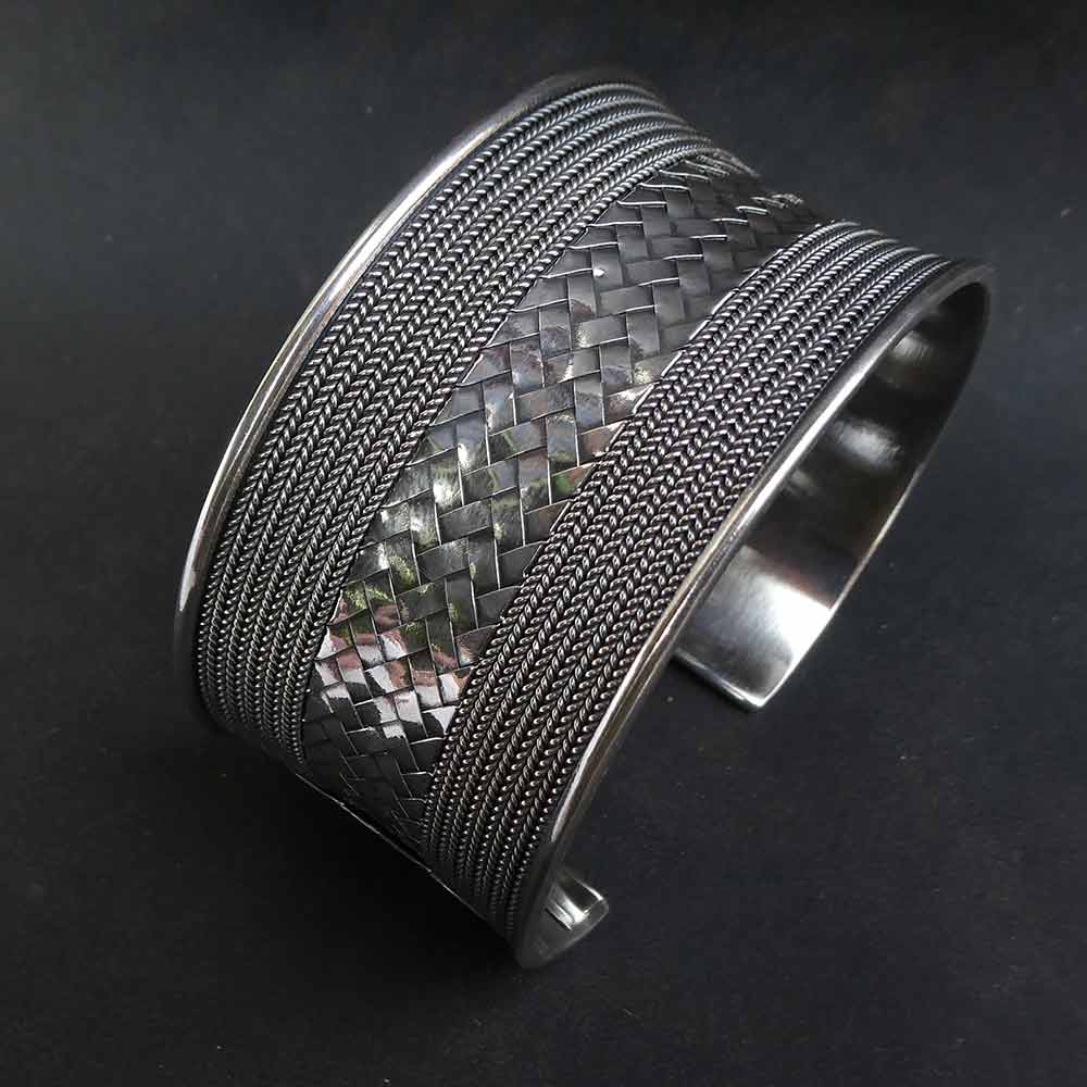 Elegante 34mm breite Armspange 925 Silber elegant Armschmuck