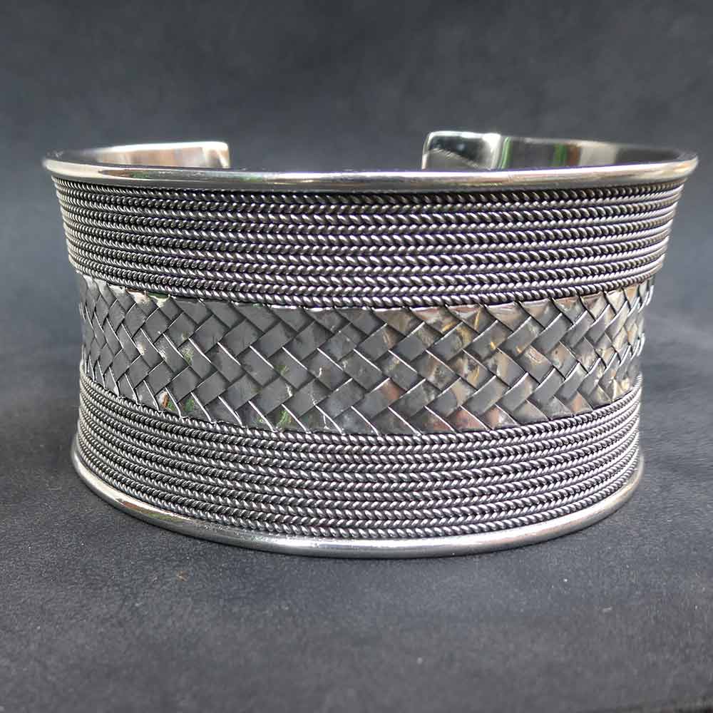 Silber Armreif sehr breit flache Knoten Sterlingsilber Armschmuck