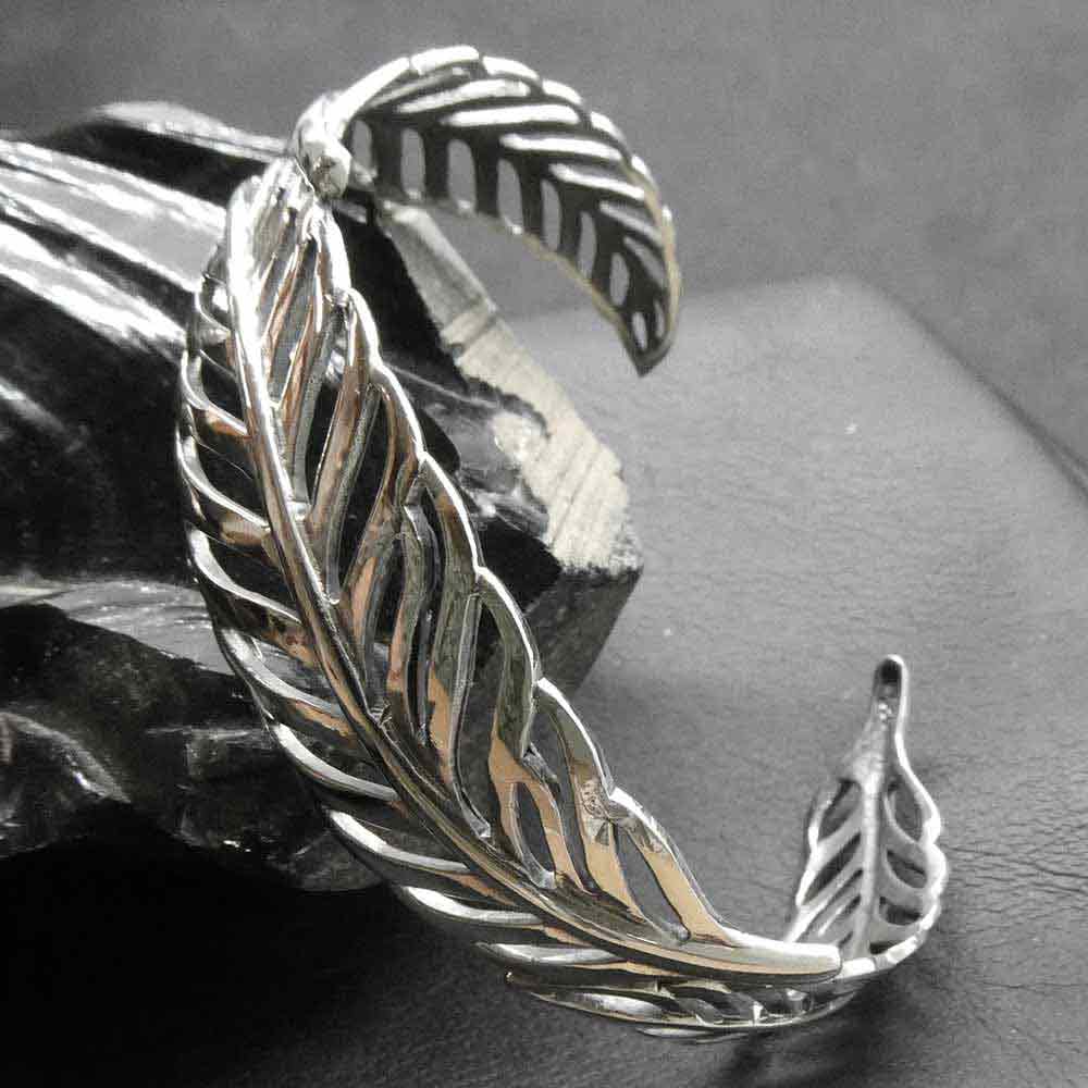 Armschmuck Feder fein Armreif Silber