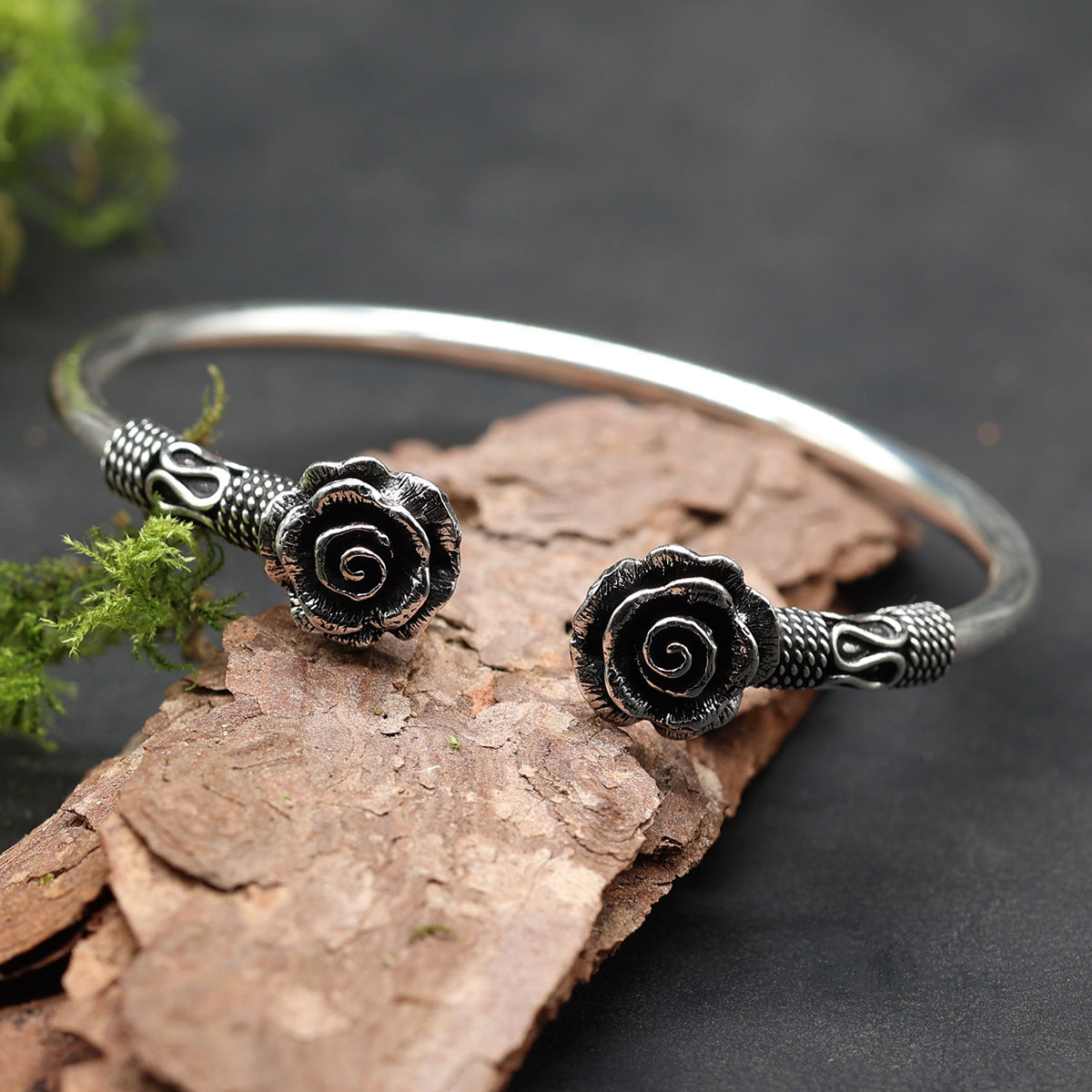 Rosen Armreif Damen Armschmuck Romantik Geschenk 925 Silber