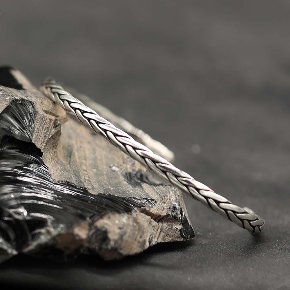 Einfacher 925 Silber Armreif-schmal und zeitlos Dsamen Herren Armschmuck