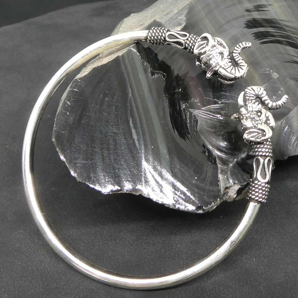 Elefant Armreif 925 Silber Armschmuck zeitlos mit Elefanten Köpfen