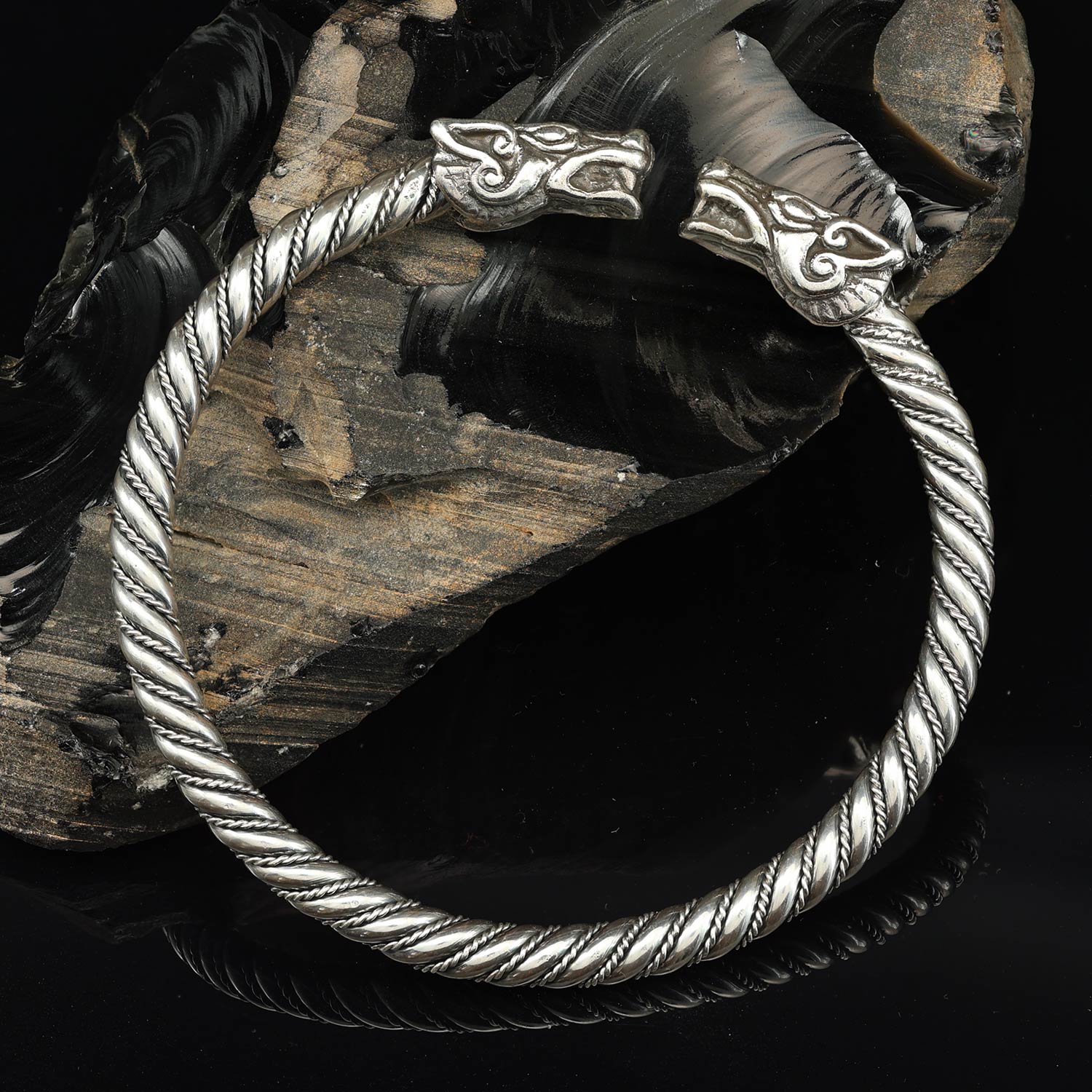 Himmelswölfe Frauen Armreif Silber Wikinger Armschmuck 925 Silber