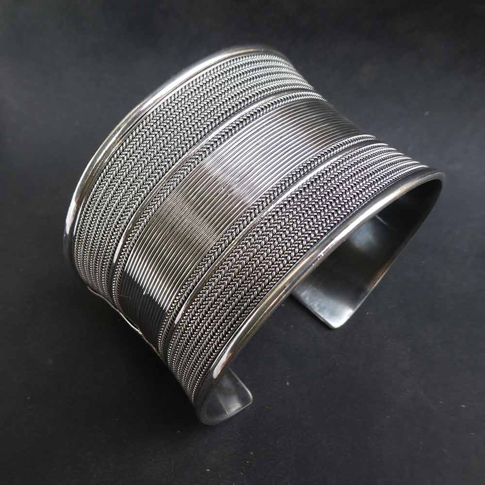 Extrem breite Armspange 925 Silber extravaganter Armschmuck stilvoll