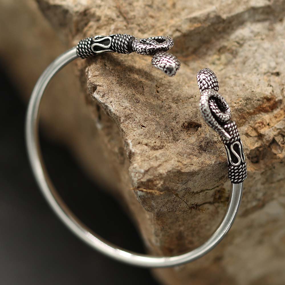Damen Armreif Schlangen Sterlingsilber Armschmuck Cobra Giftschlange 
