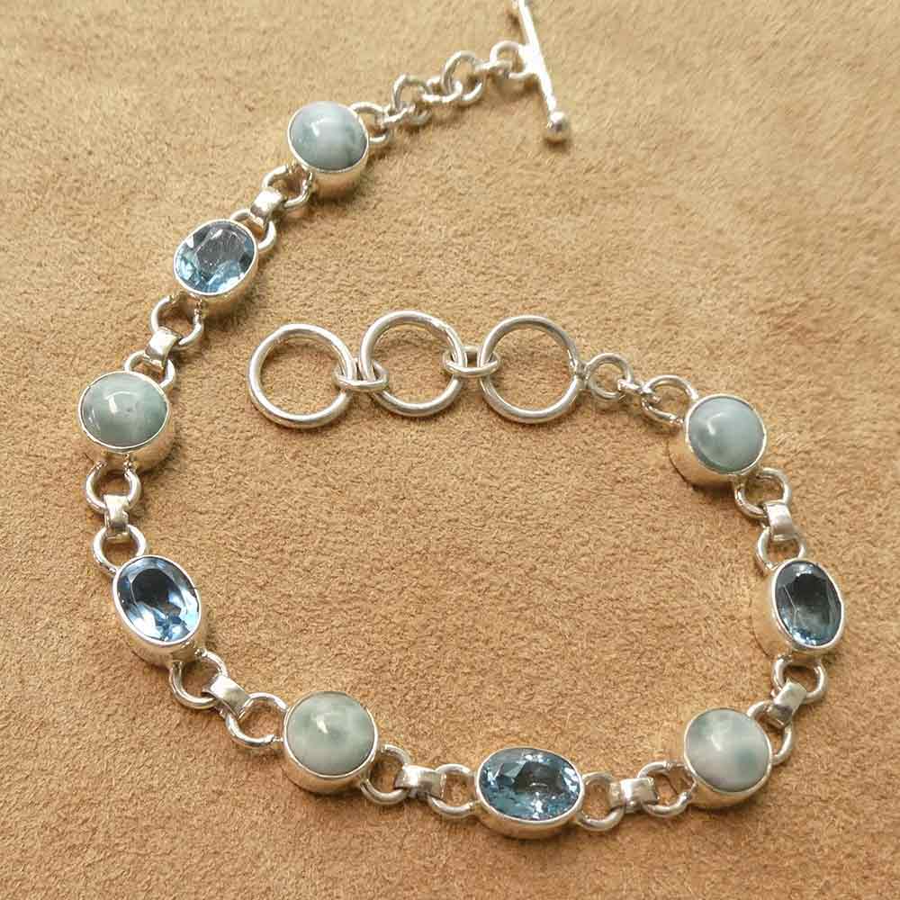 Larimar Blauer Topas Stein Armschmuck edel ausgefallen