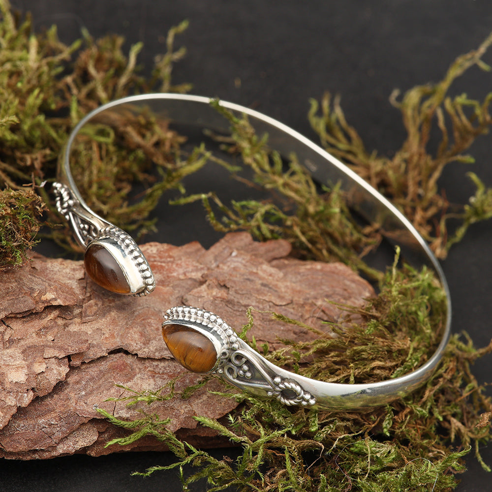 Tigerauge Edelstein Armband 925 Sterlingsilber Damen Armschmuck