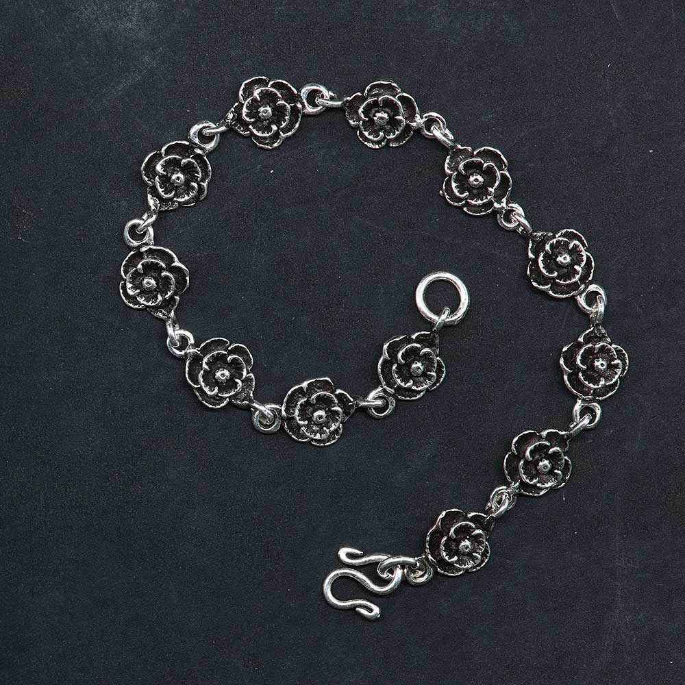Gothic Armschmuck 925 Silber edle Rosen Damen Armband Sterlingsilber