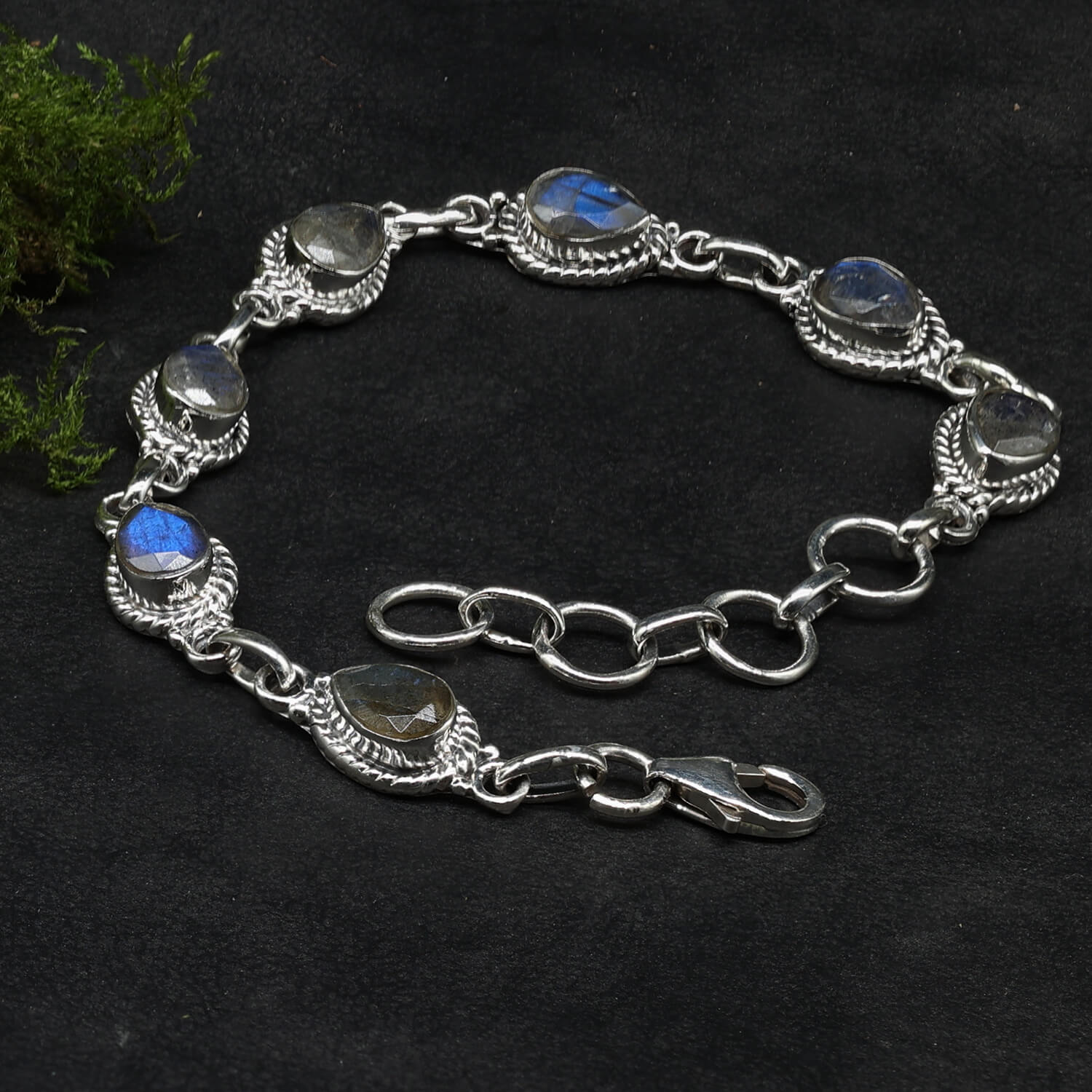 Edelstein Armschmuck 925 Silber Damen Labradorit