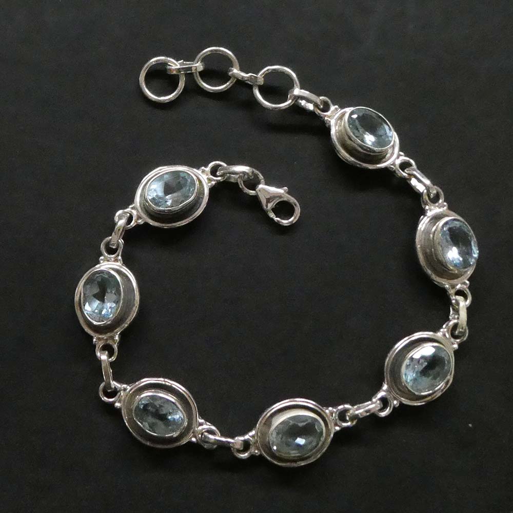 Blauer Topas Armschmuck Damen Facettenschliff 925 Silber  exklusiv
