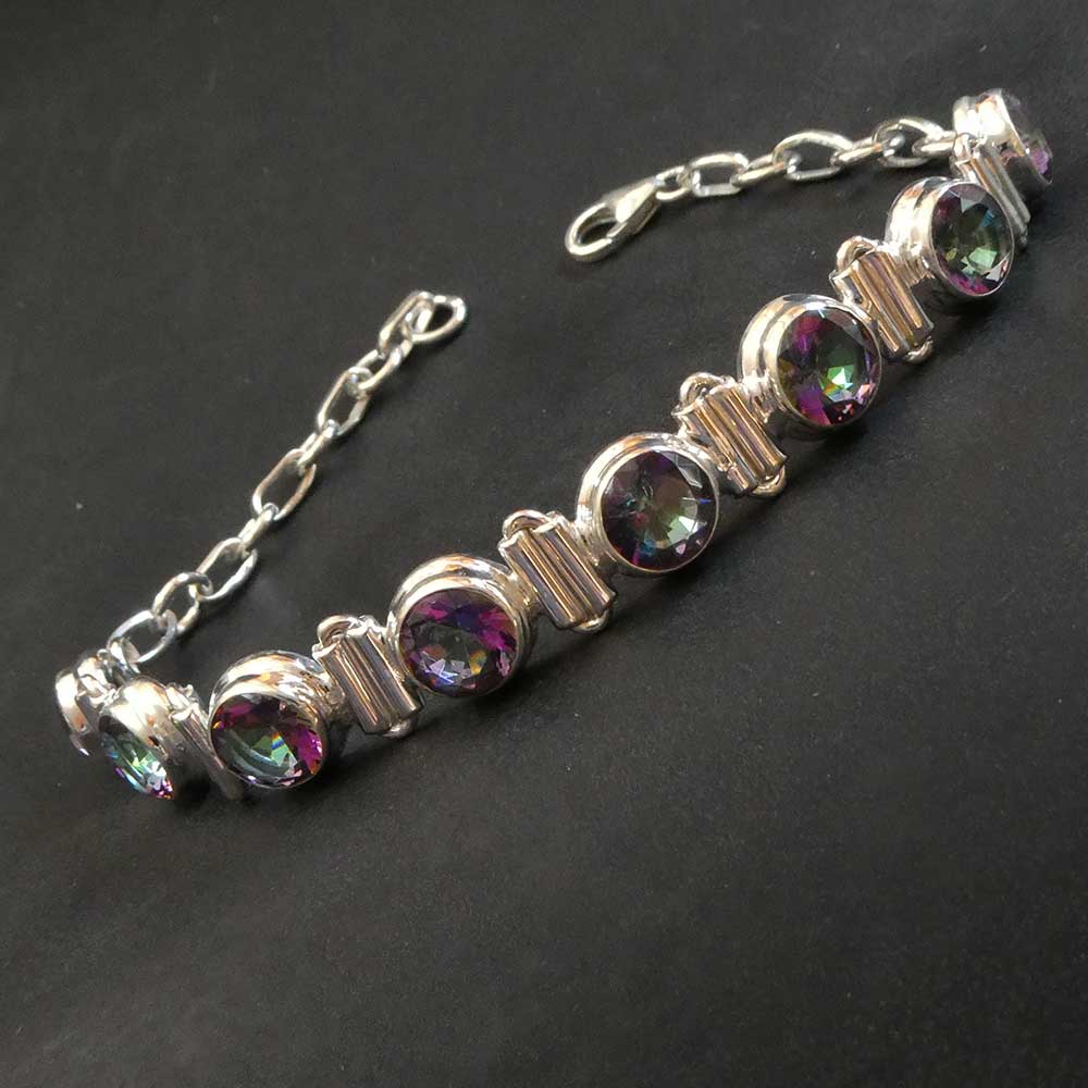 Regenbogen Topas Damen Facettenschliff 925 Silber  exklusiv