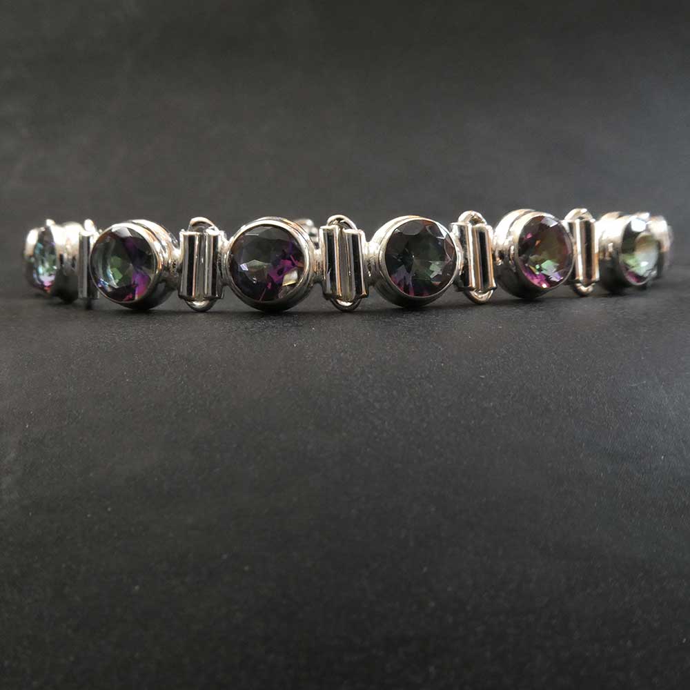 Regenbogen Topas Armschmuck Damen Facettenschliff 925 Silber  exklusiv