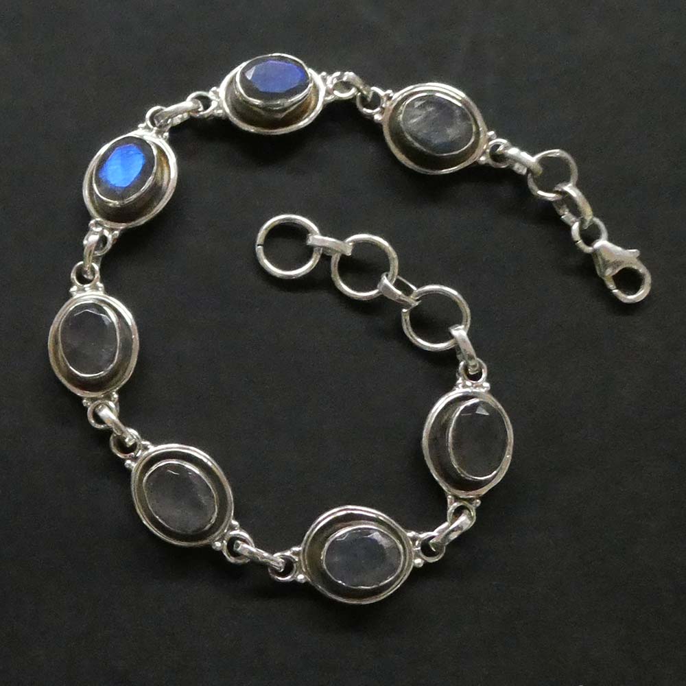 Labradorit Armschmuck Damen Facettenschliff 925 Silber  exklusiv