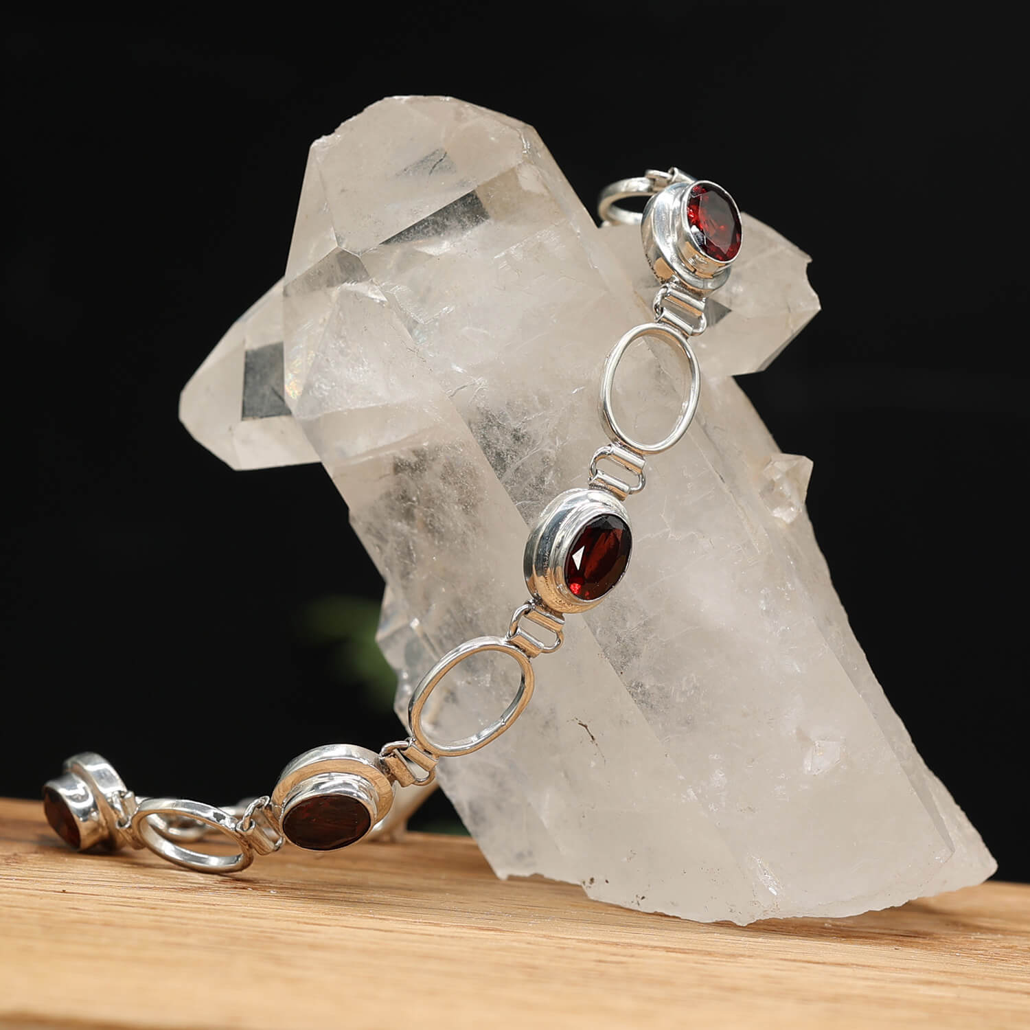 Edelstein Armband 925 Silber Granat