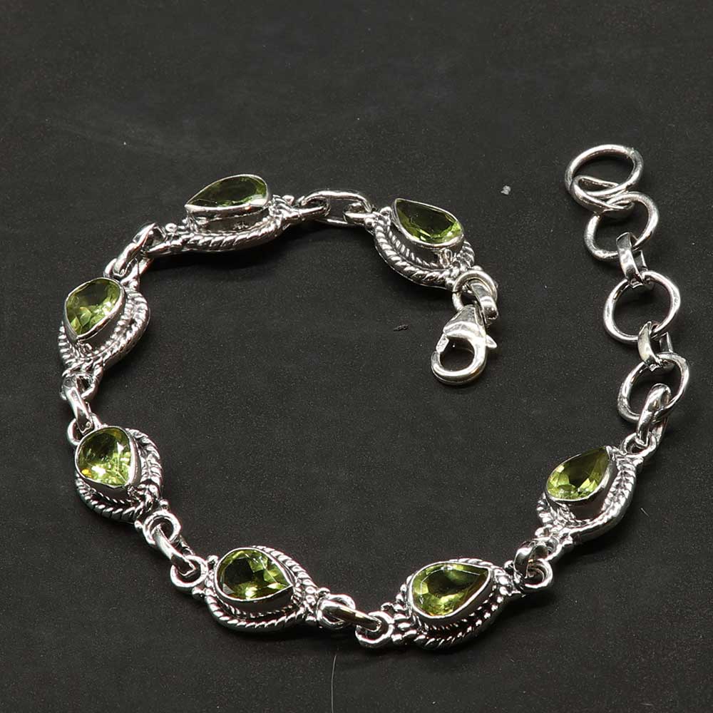 Edles Peridot Armband 925 Silber mit Edelstein Armband Damen