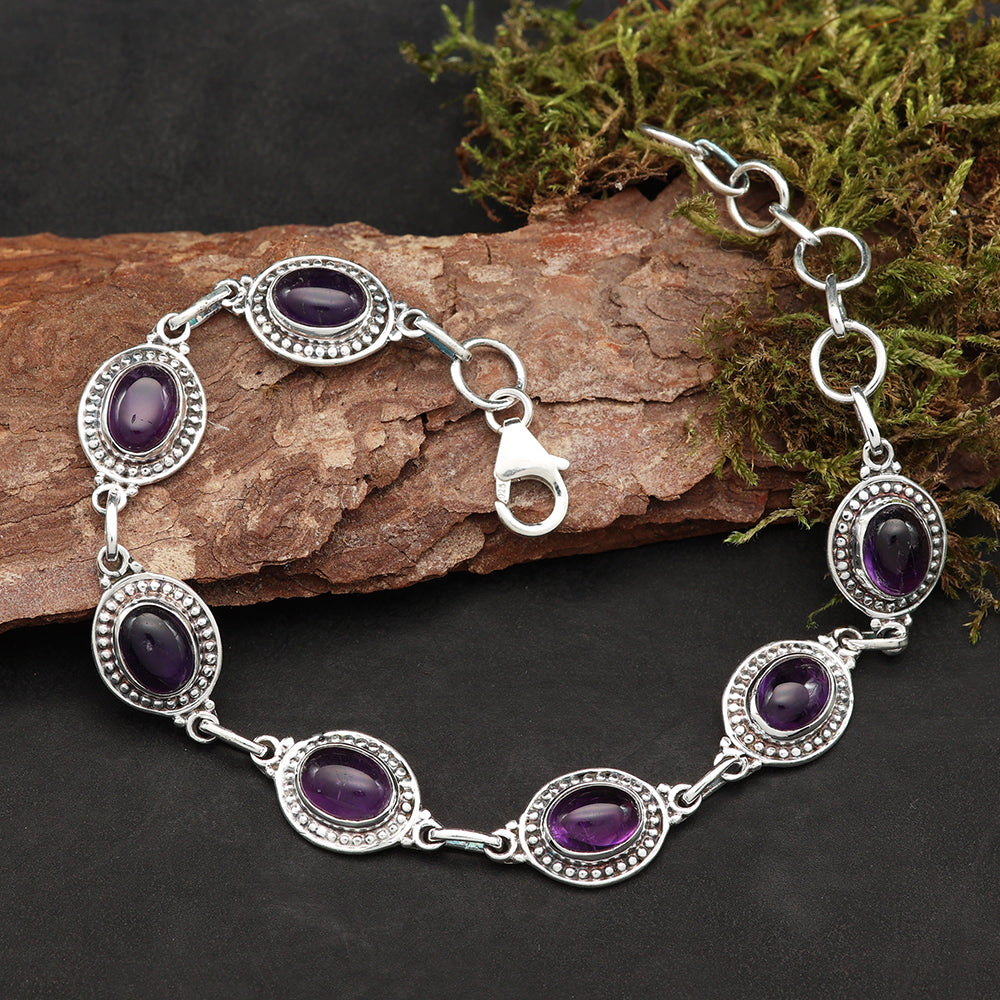 Amethyst Armschmuck 925 Silber edler Steinschmuck Damen Amethysten