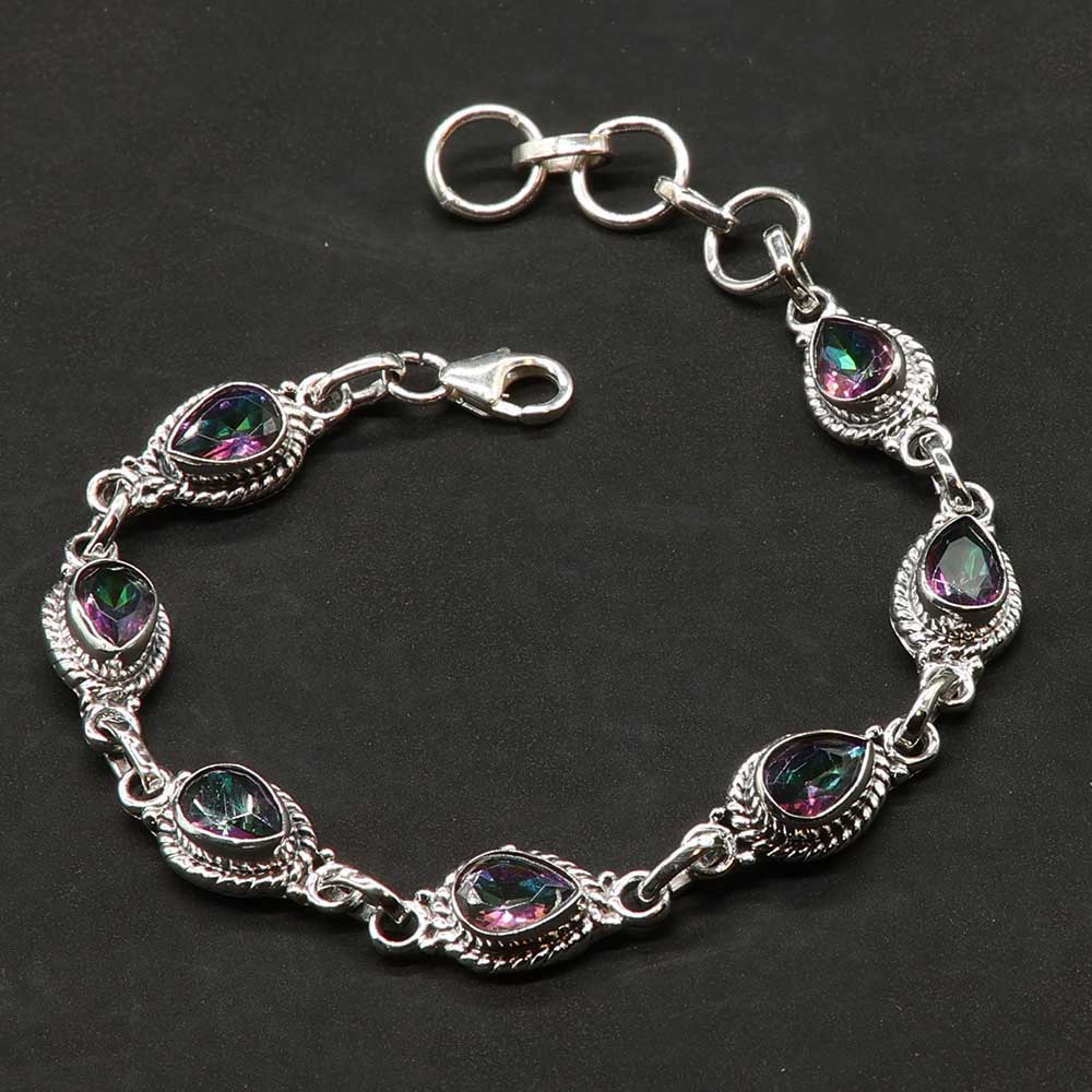 Edelstein Armschmuck 925 Armband mit Magic Quarz in tropfenform