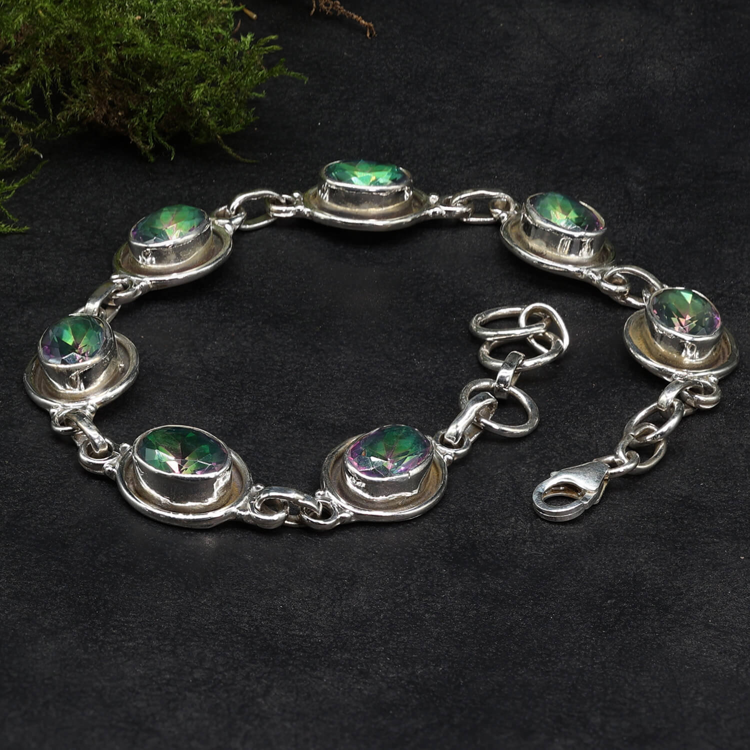 Edelstein Armband Silber Mystik Quartz Armschmuck
