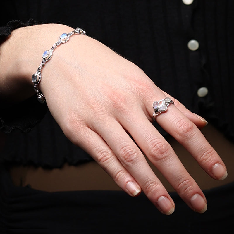 Mondstein Armband Edelstein Damen Armschmuck 925 Silber