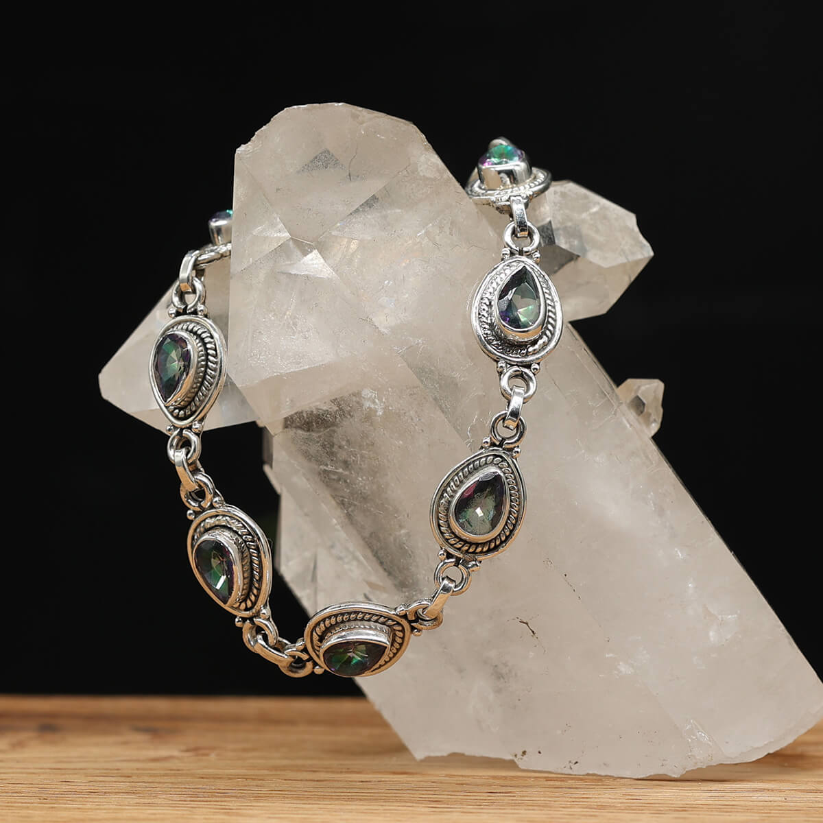 Armband Silber Edelstein Mystik Quartz Armschmuck Damen 925 Silber