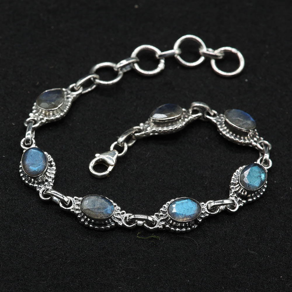 Labradorit Steinschmuck Armband 925 Silber Edelsteinschmuck facettiert