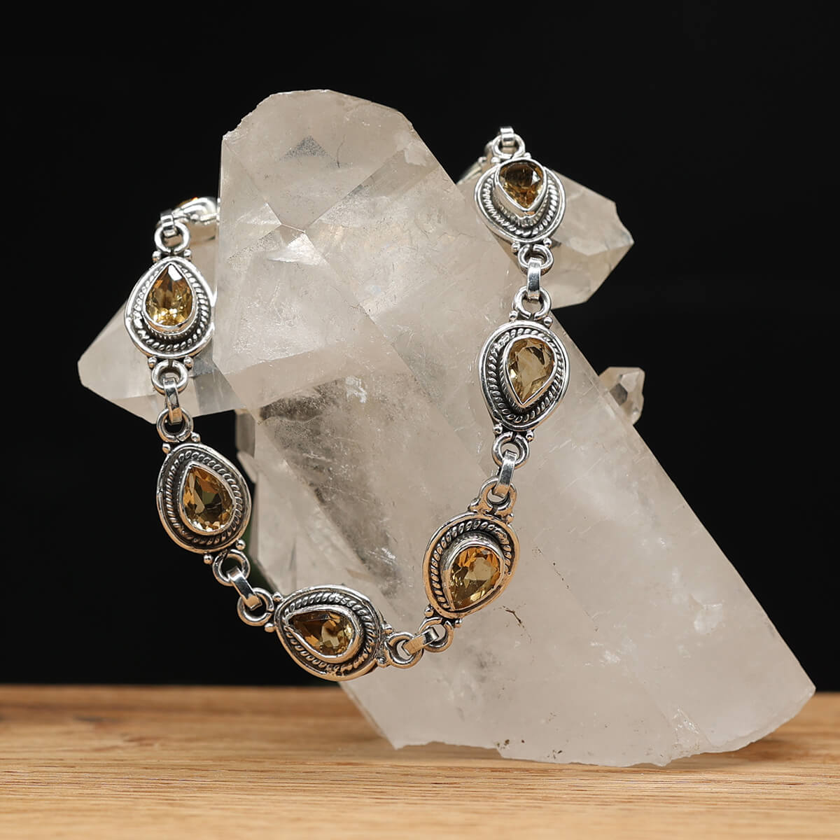Armband Edelstein und 925 Silber Citrin Tropfen facettiert Schmuck Armschmuck