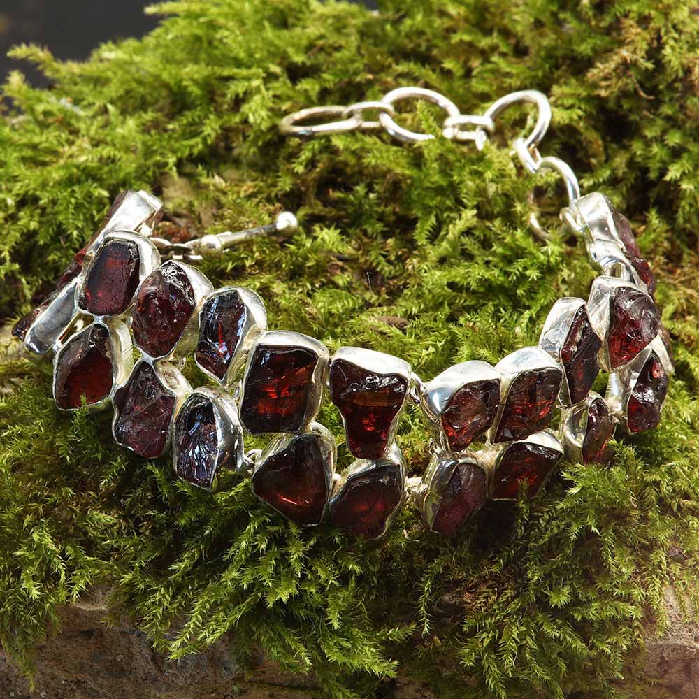 Edelstein Granat ungeschliffen Armschmuck Damen Armband ausge