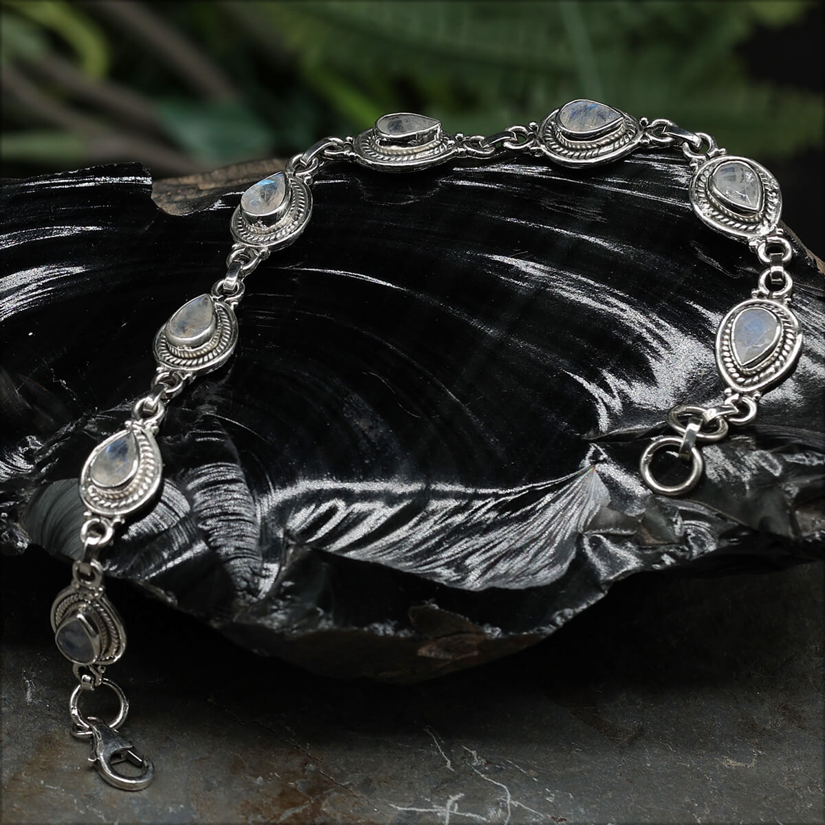 Mondstein Edelstein Armband 925 Silber zart gefasst edler Armschmuck