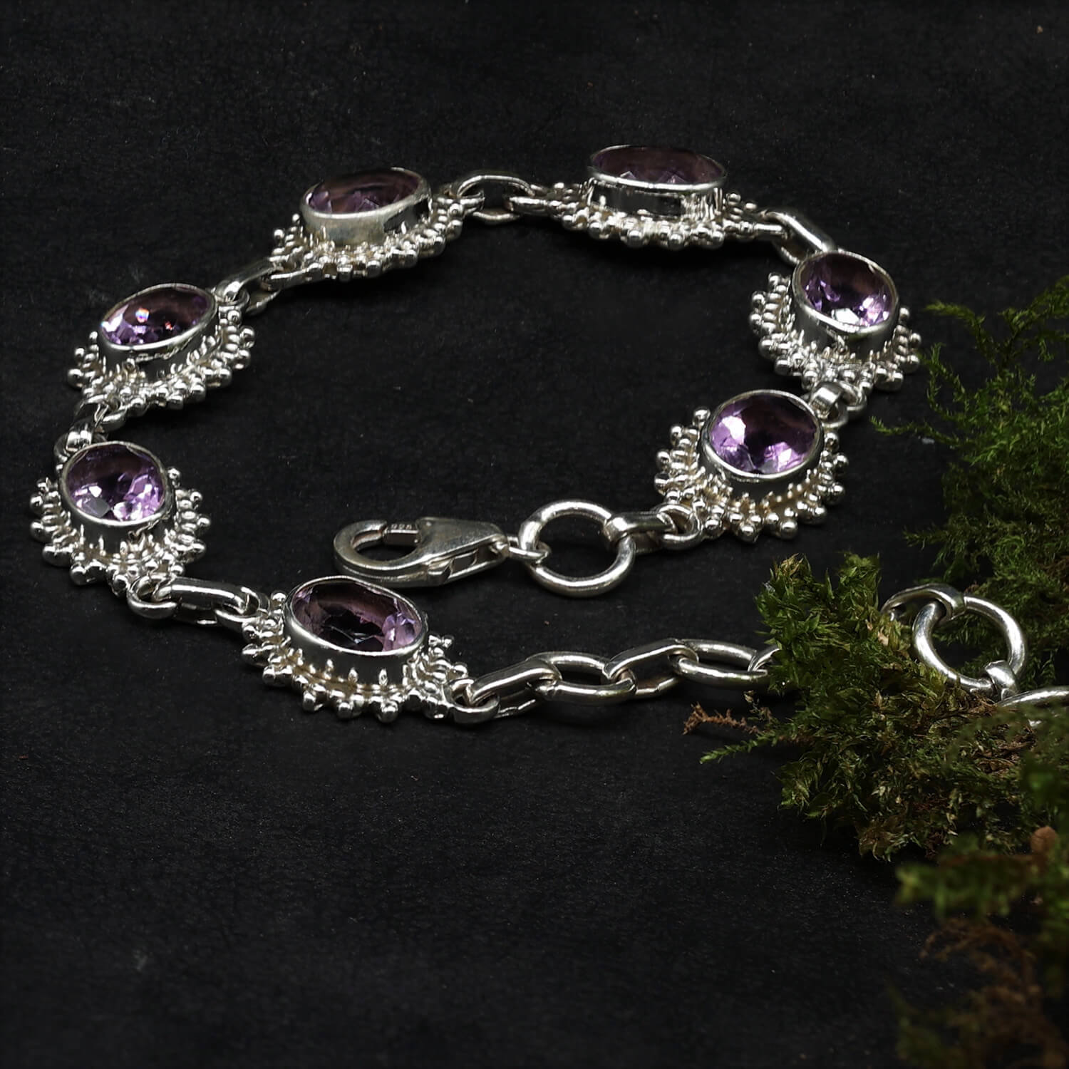  Edelstein Armband Silber Armschmuck Aethysten