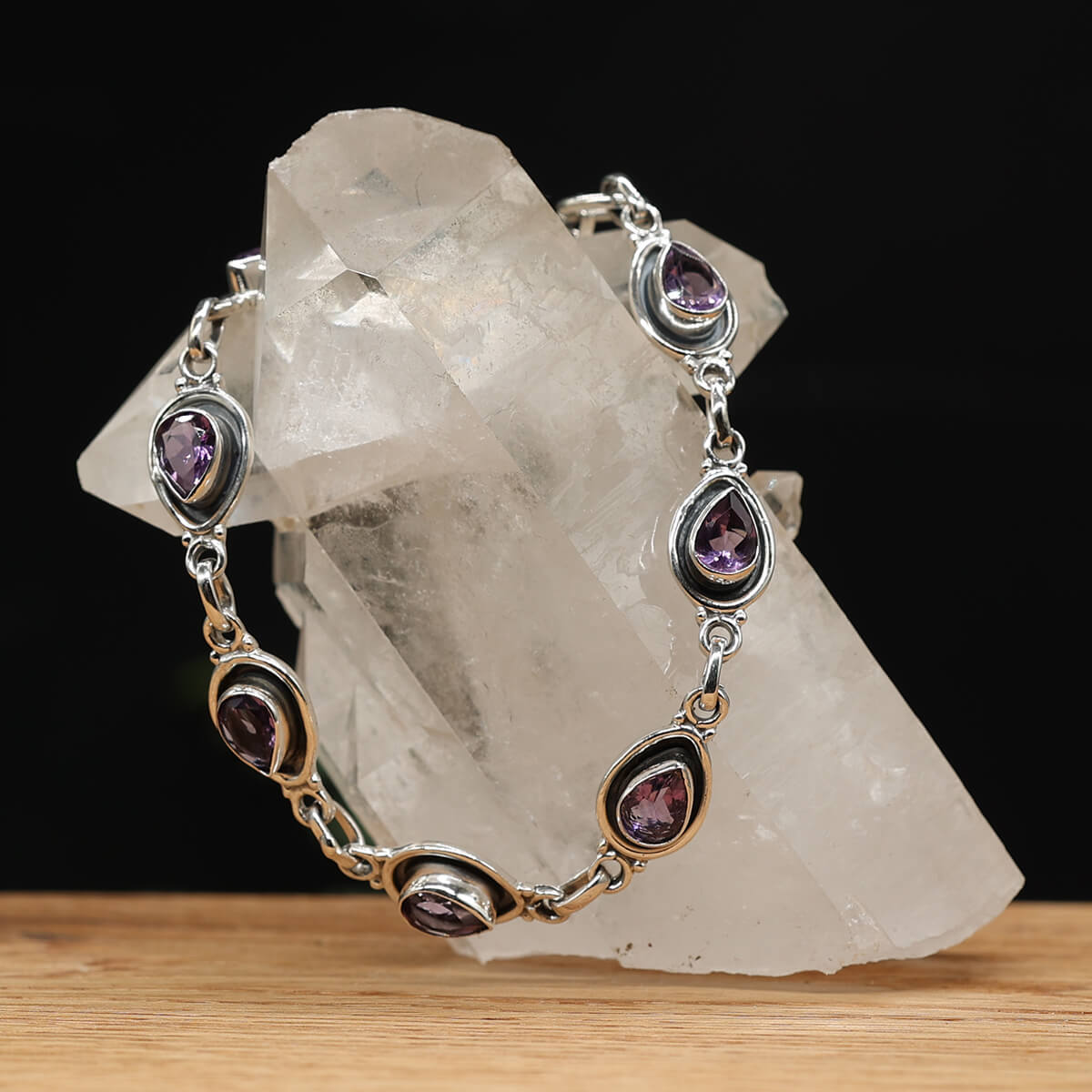 Amethyst 925 Silber Edelstein Armband zeitloser Damen Armschmuck