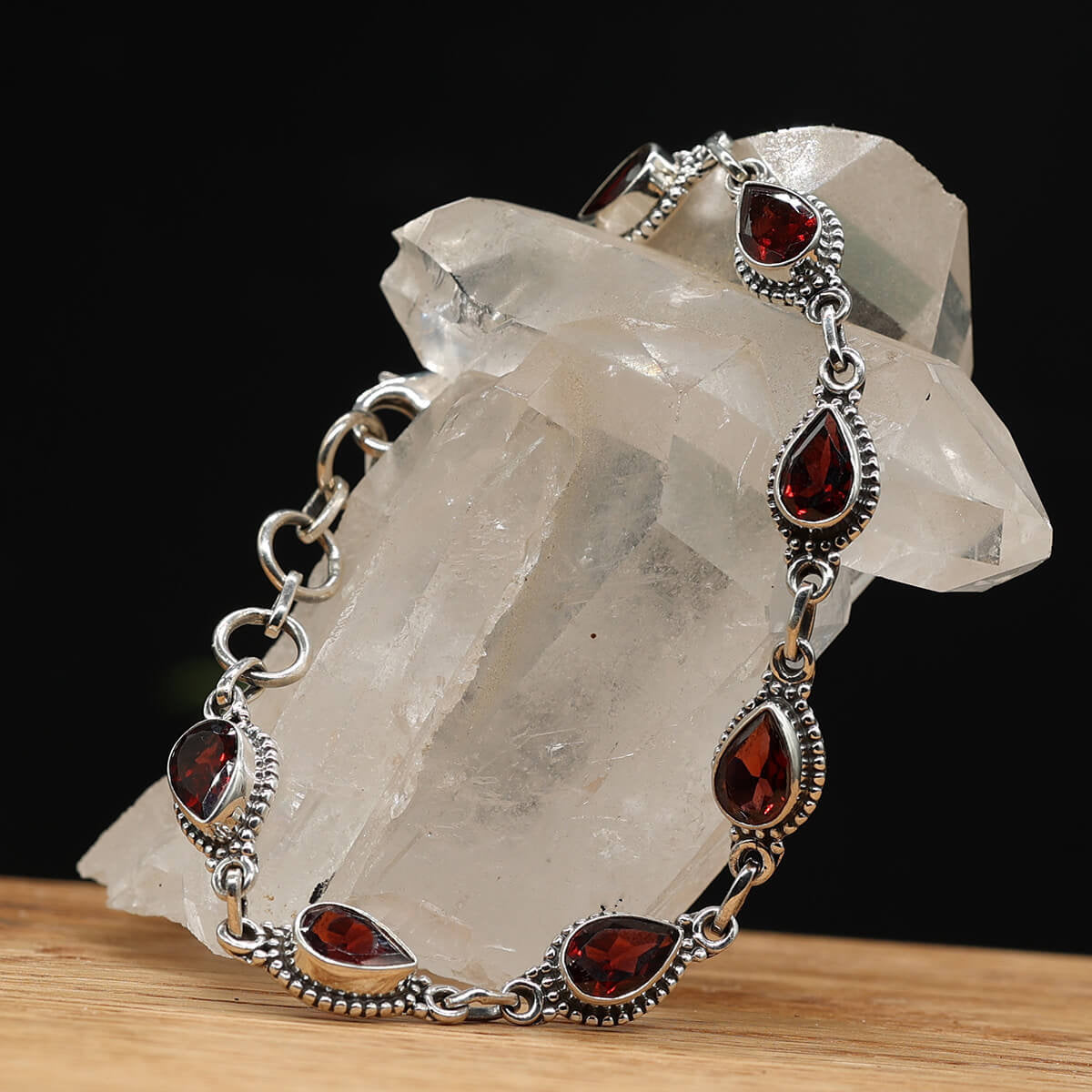 Granat Edelstein Armschmuck 925 Silber 