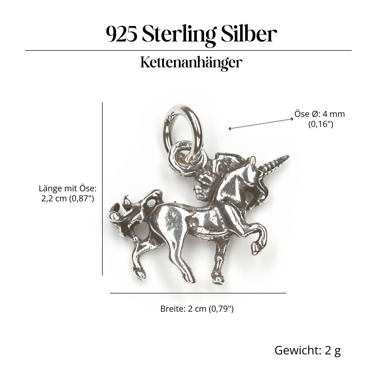 Einhorn feiner Silberschmuck Anhänger 925 Silber Amulett