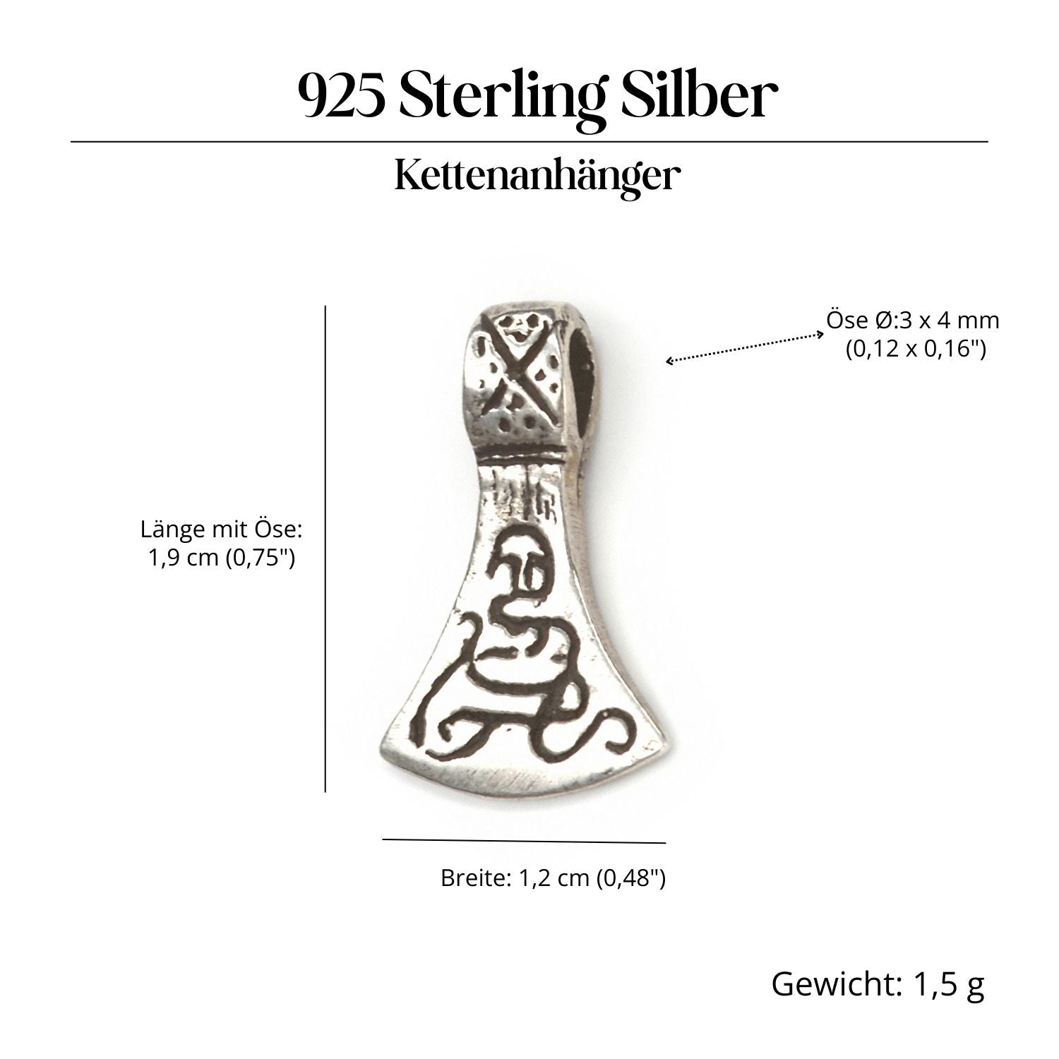 Mammenaxt feiner Silberschmuck Anhänger 925 Silber Amulett