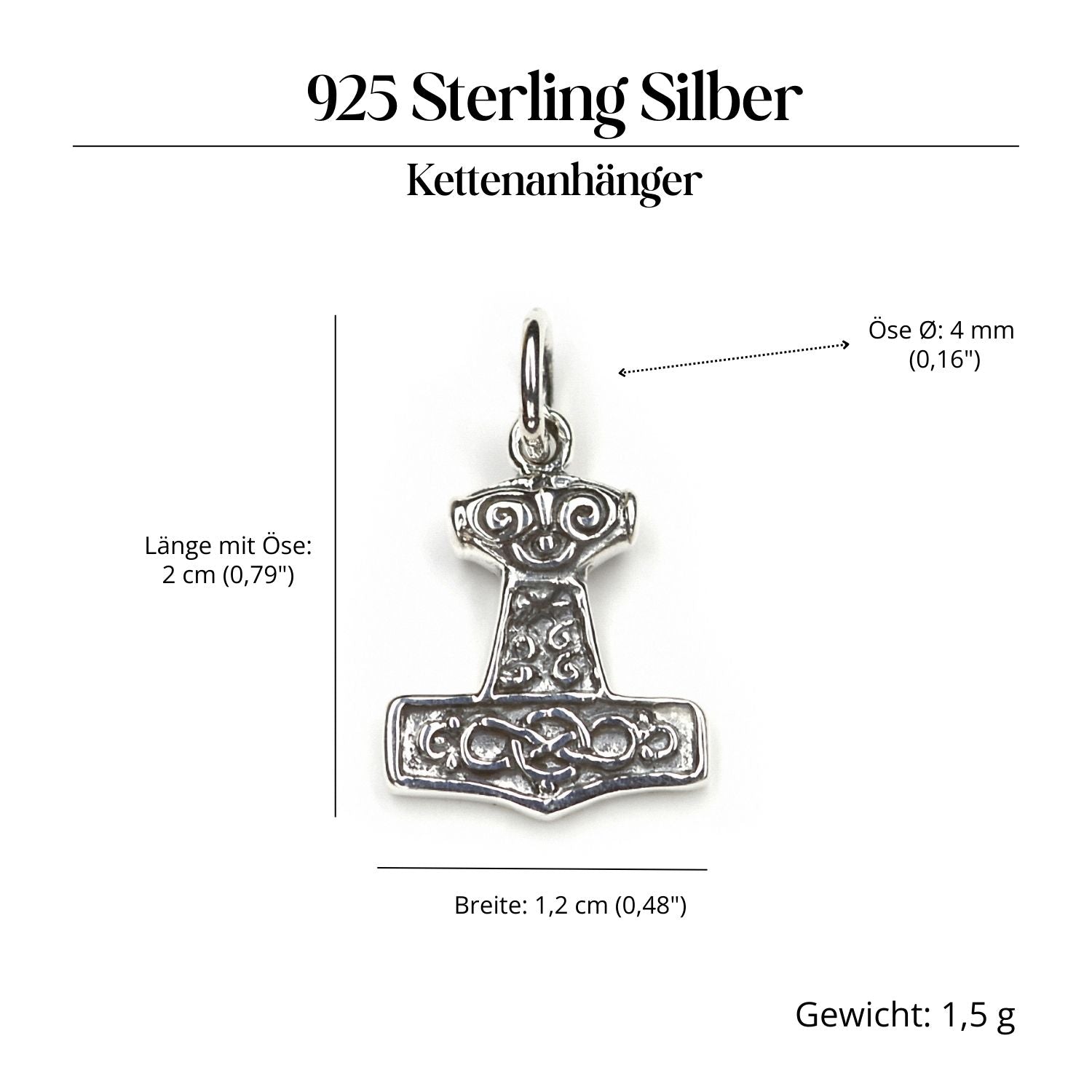 Mini Thorshammer feiner Silberschmuck Anhänger 925 Silber Amulett