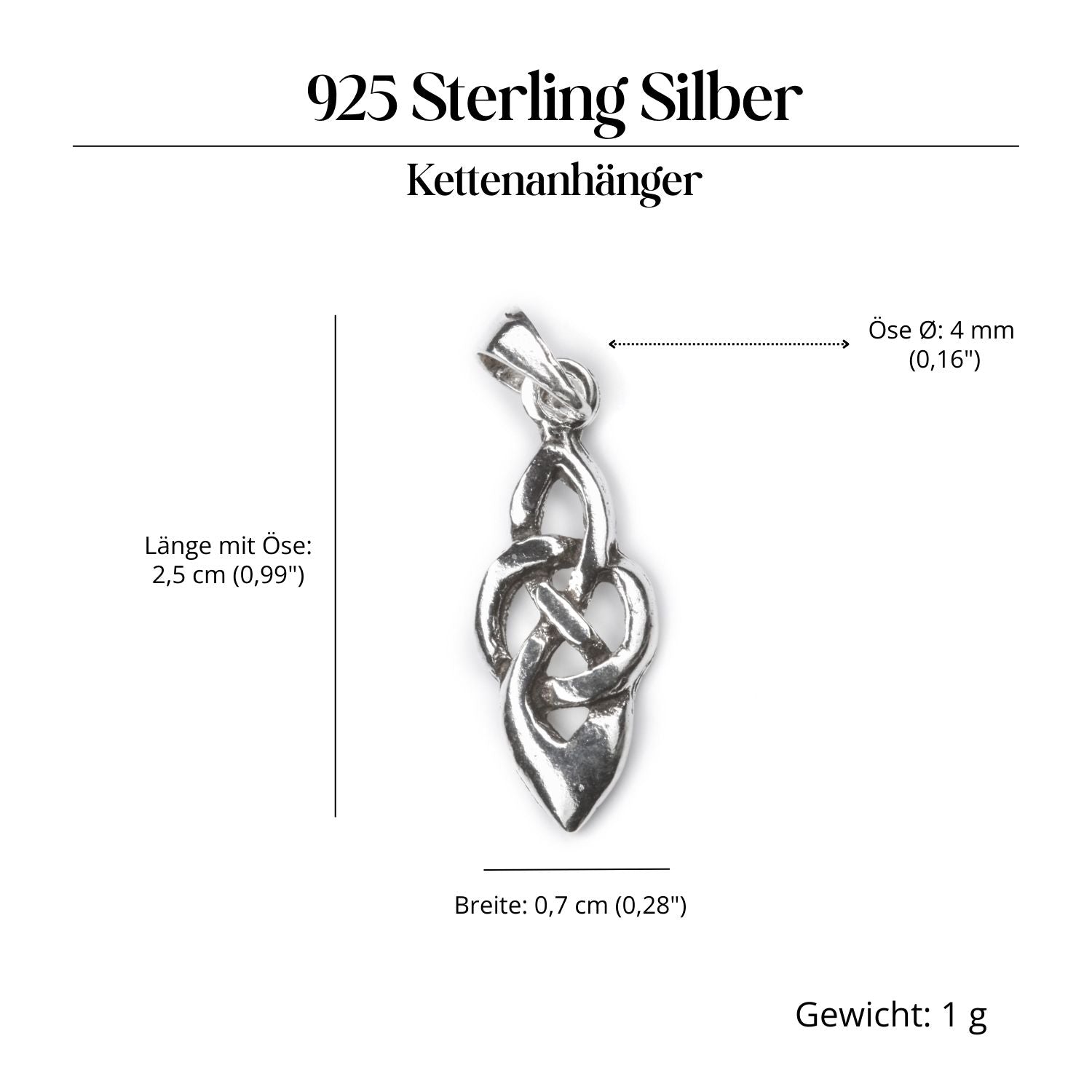Keltischer Knoten feiner Silberschmuck Anhänger 925 Silber Amulett