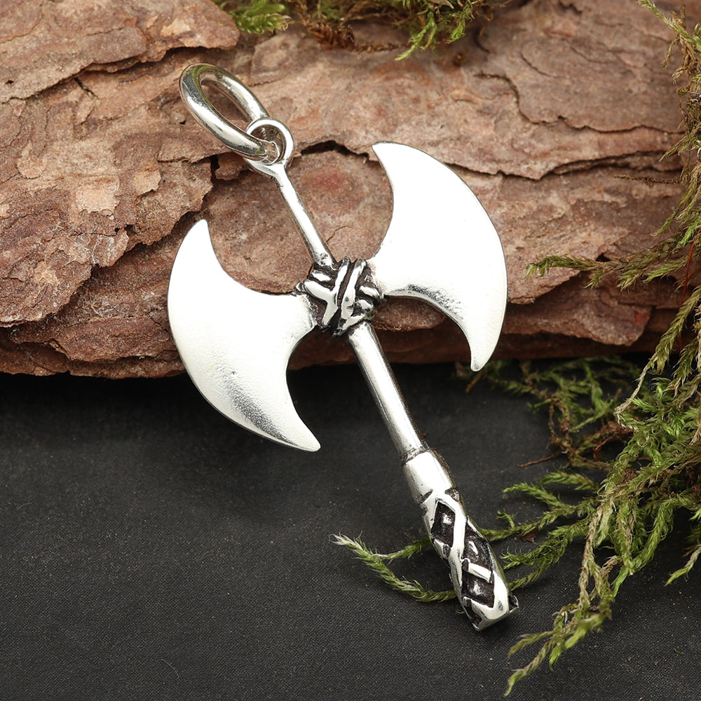 Doppelaxt Kettenanhänger Wikinger Silber Schmuck 925