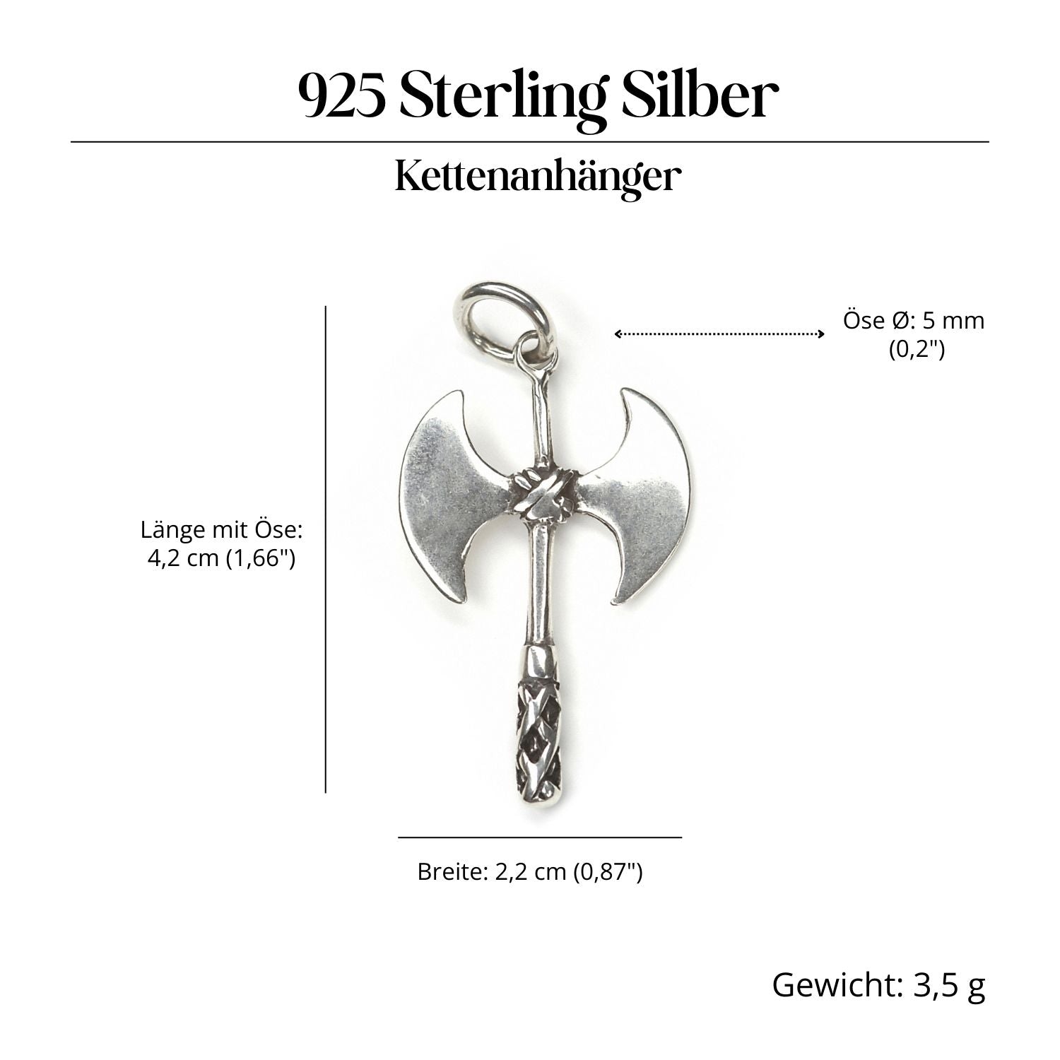 Doppelaxt Schmuck Kettenanhänger  925 Silber