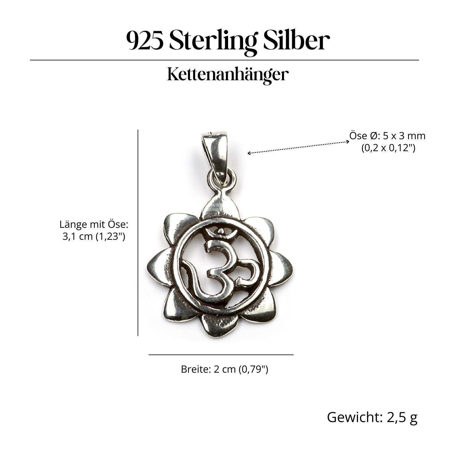 Om Jewelry Pendant Necklace 925 Silver