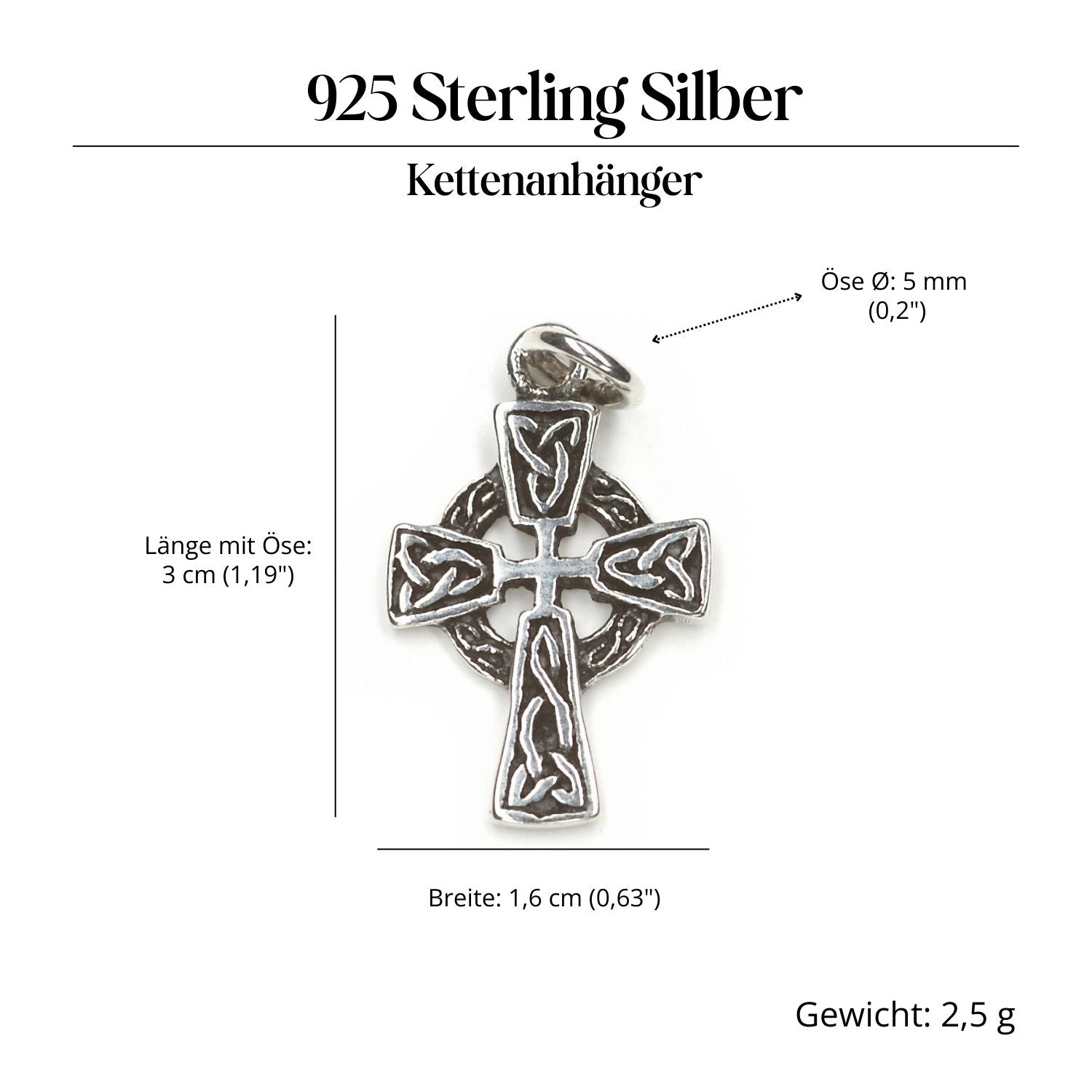Keltisches Kreuz Schmuck Kettenanhänger 925/000
