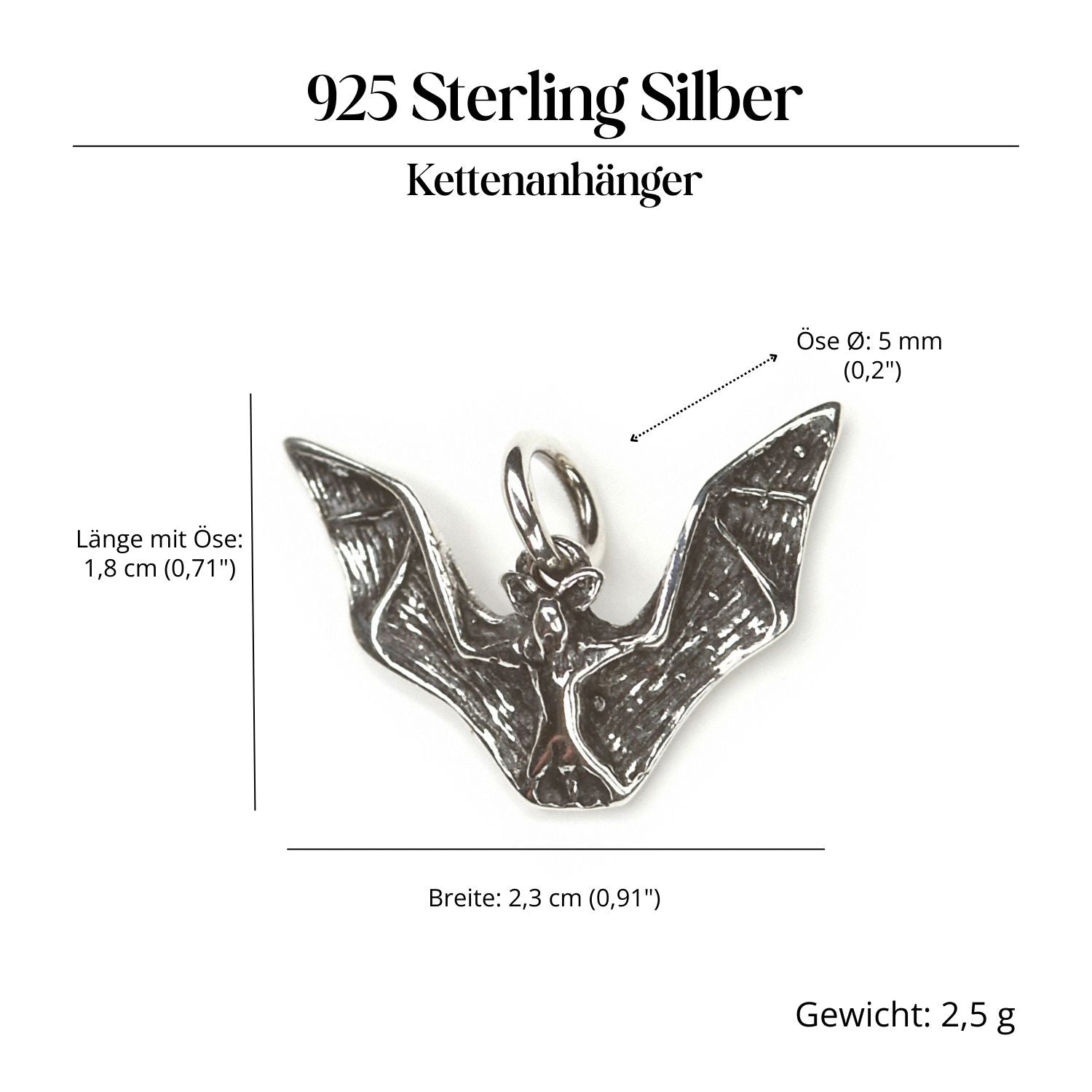 Fledermaus Kettenanhänger Schmuck 925 Silber