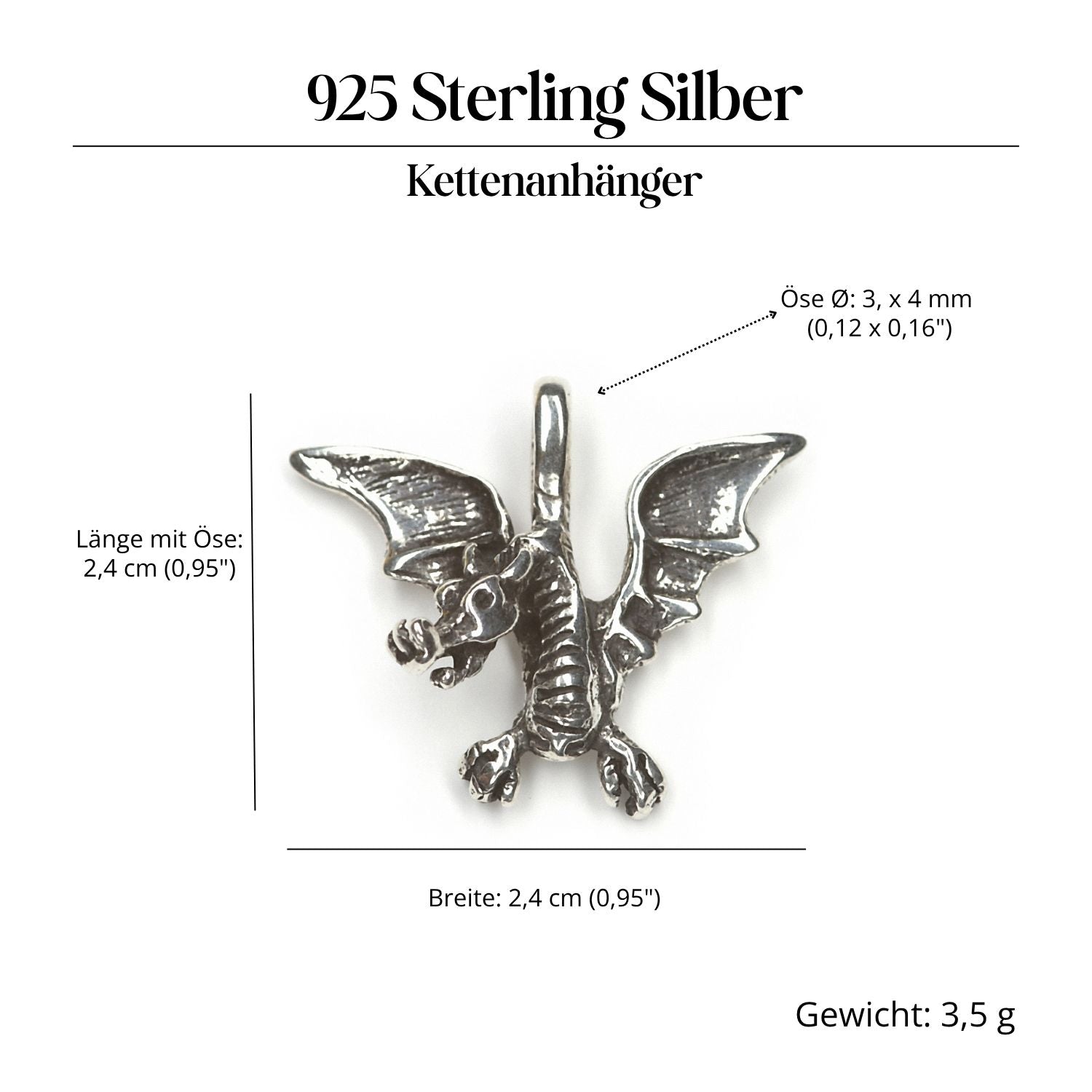 Drache Silberschmuck Anhänger 925 Silber Amulett 