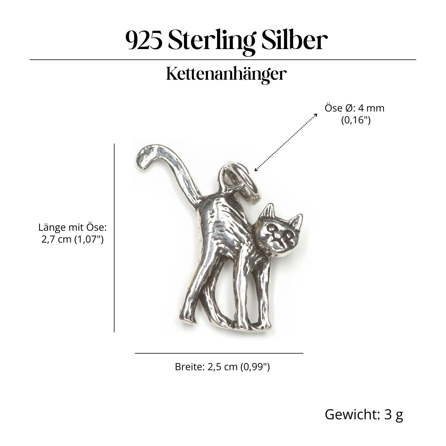 Katze Schmuck Kettenanhänger 925 Silber Tierschmuck