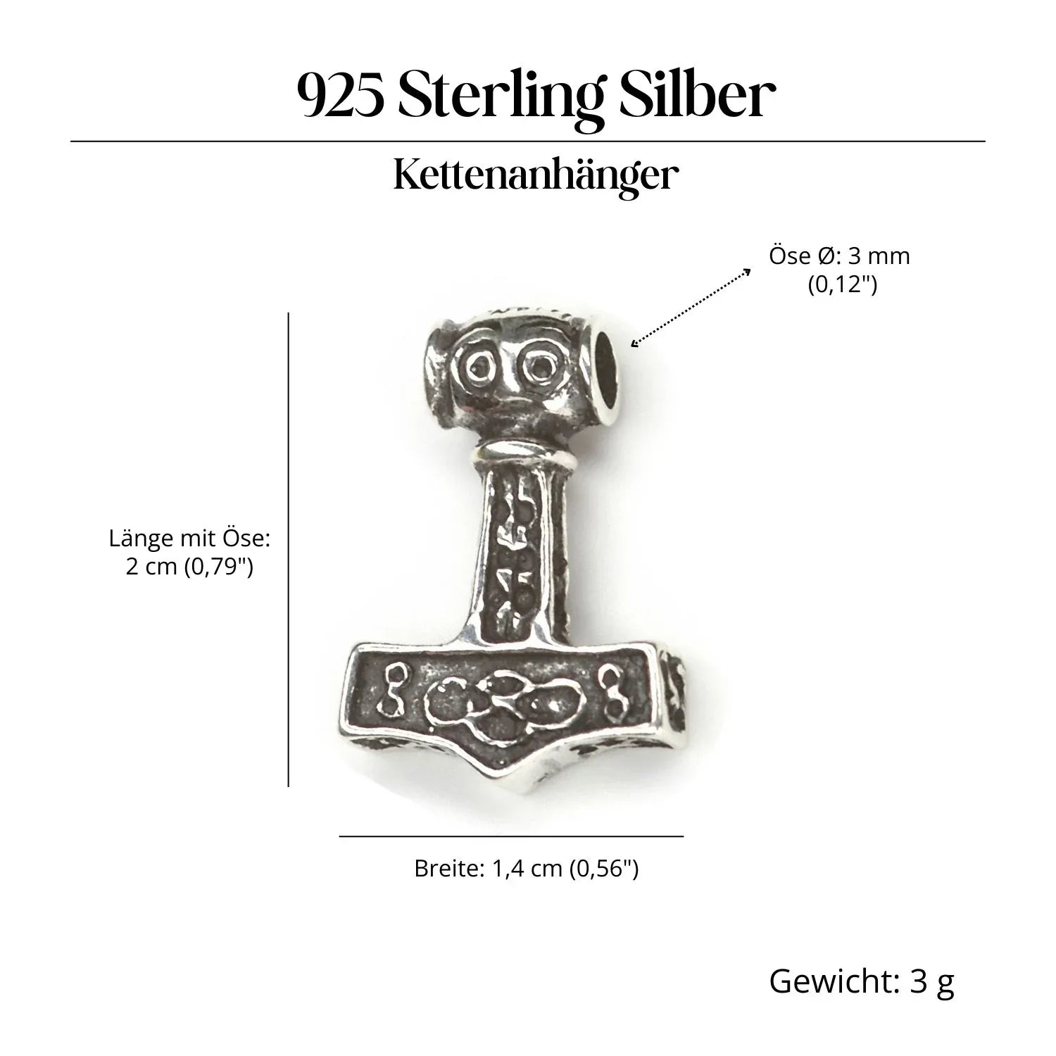 Thors Hammer Schmuck Kettenanhänger 925 Silber