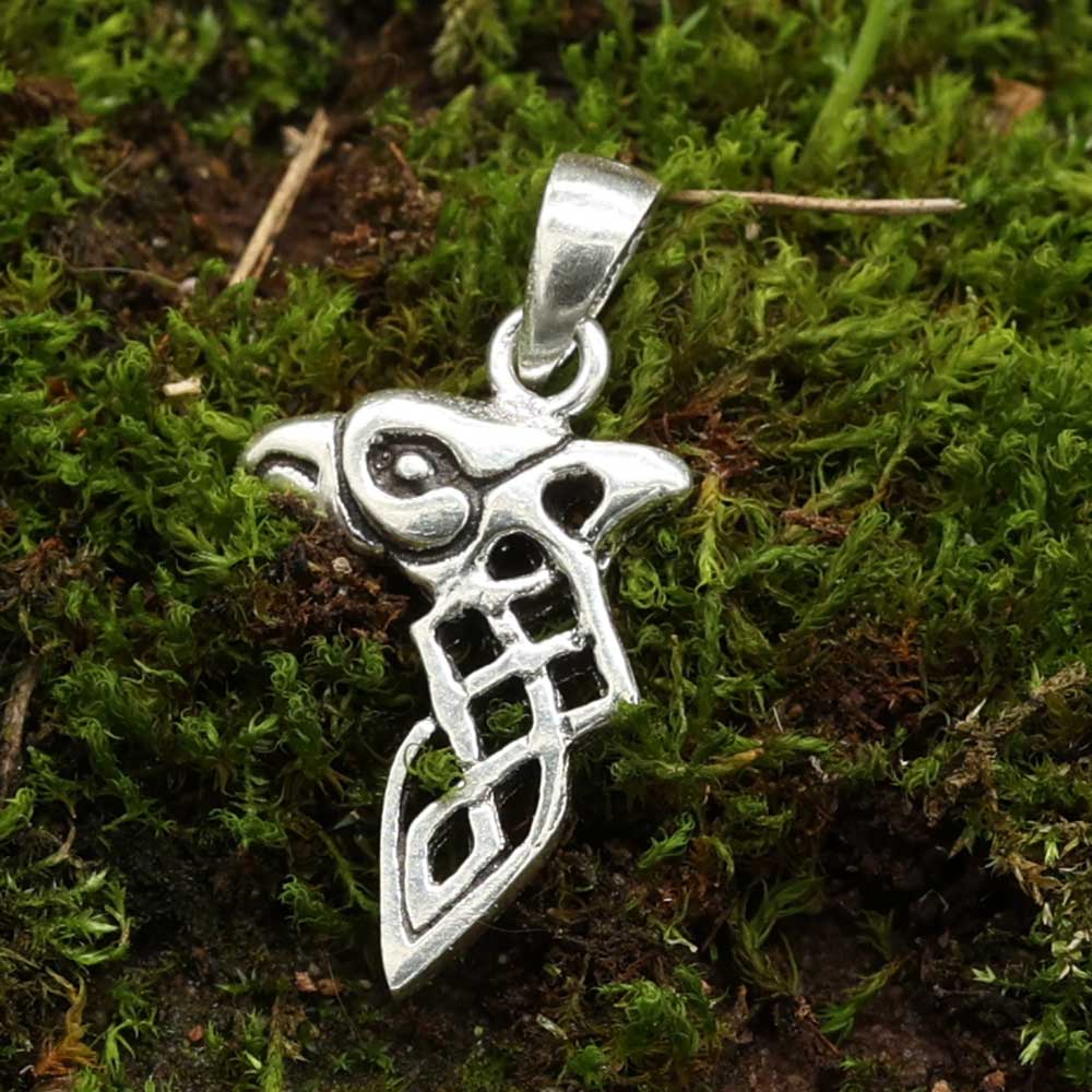 Keltischer Rabe Anhänger 925  Schmuck dezenter Kettenanhänger aus Sterlingsilber
