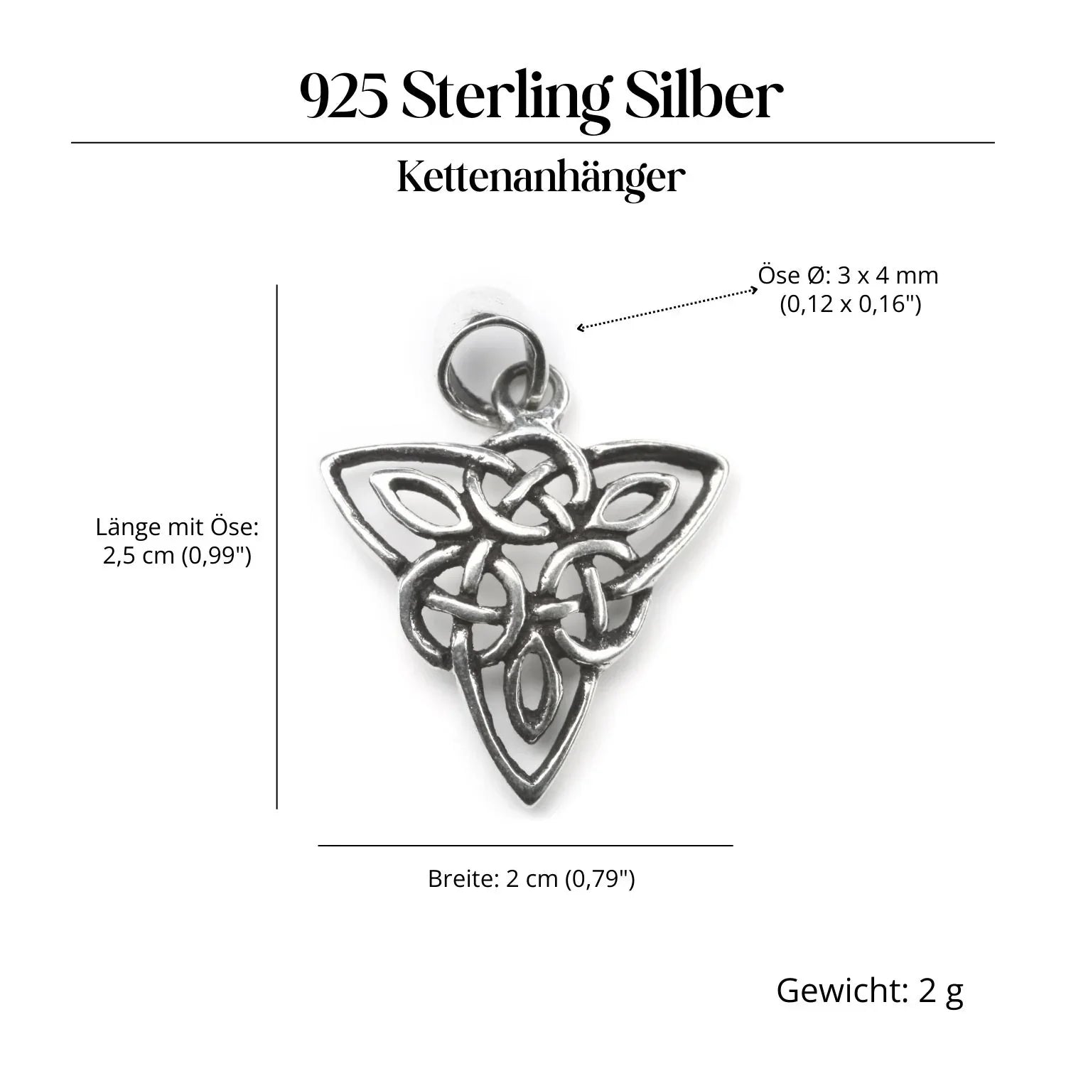 keltischer Schmuck Dreieck Silberschmuck 925/000