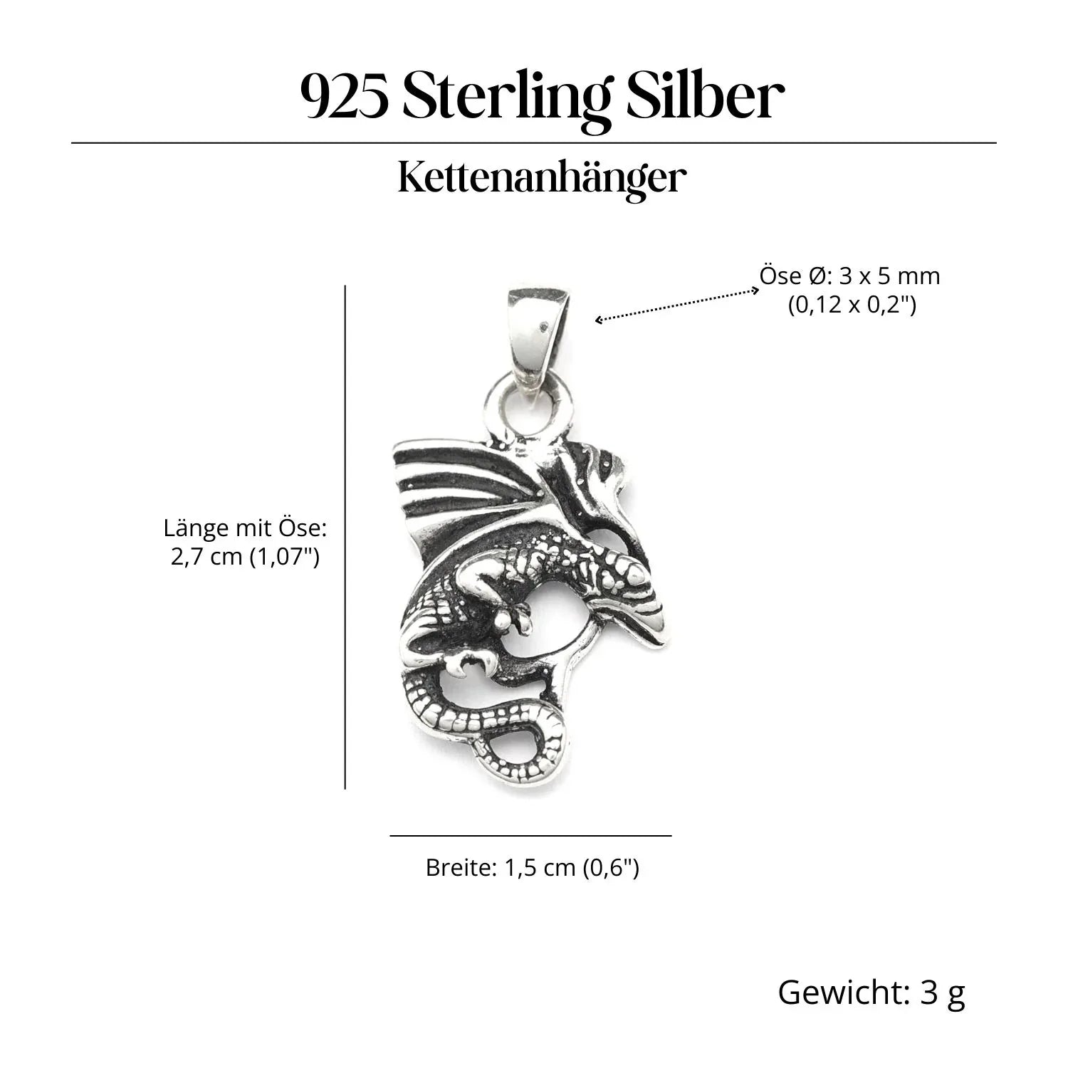 Dragon Mystical Jewelry Pendant 925 Silver Necklace Pendant