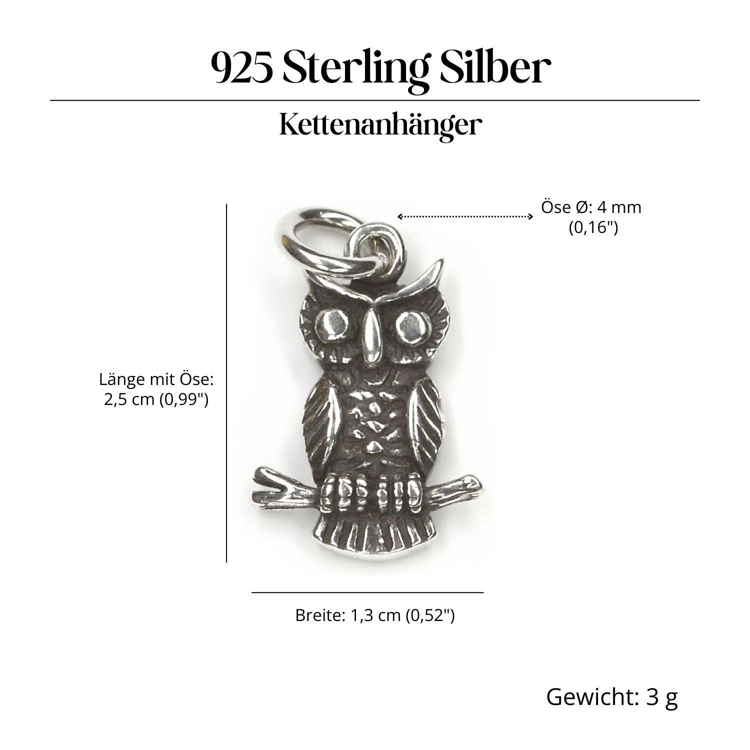 kleine Eule Schmuck Kettenanhänger 925 Silber