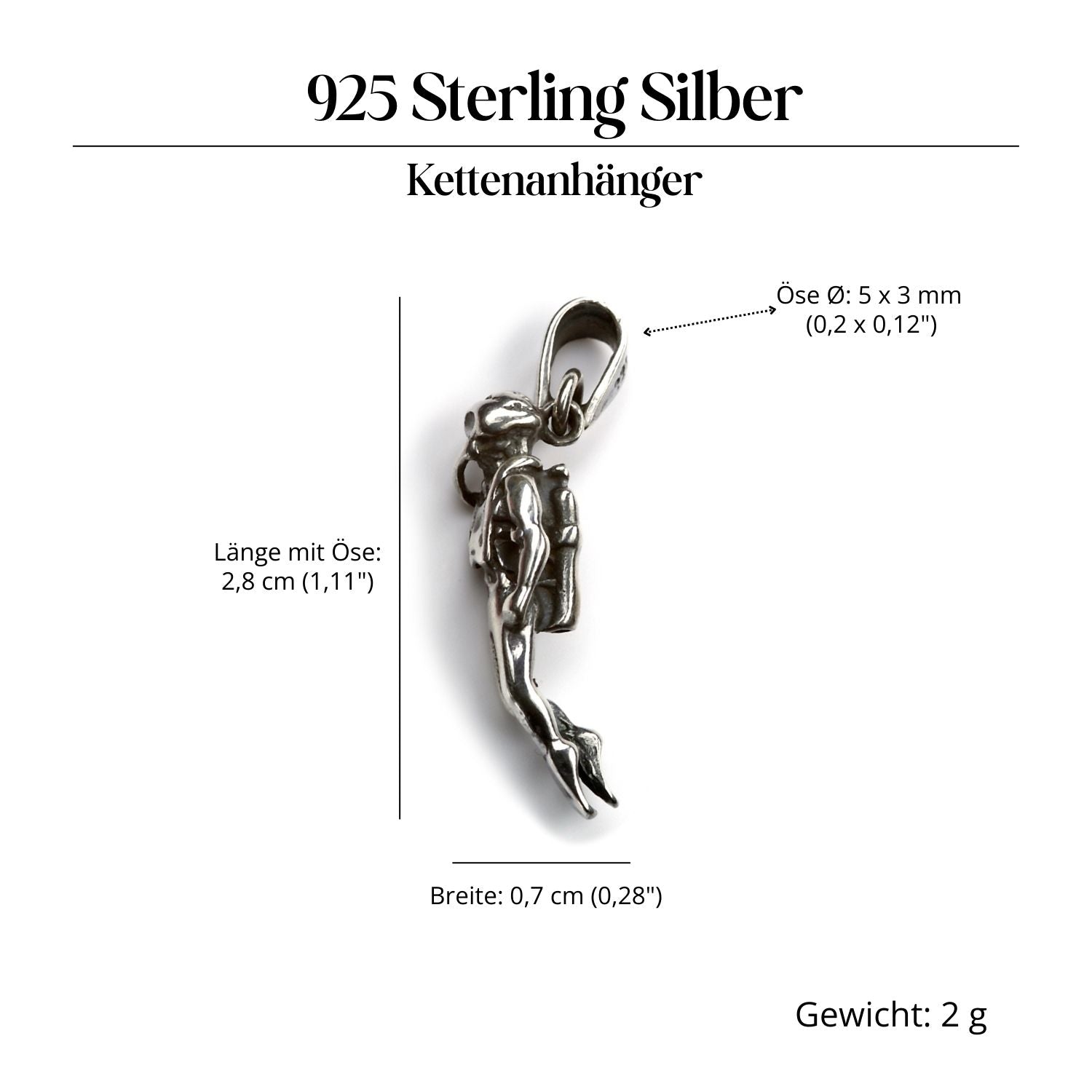 Taucher Anhänger Schmuck 925 Silber Kettenanhänger
